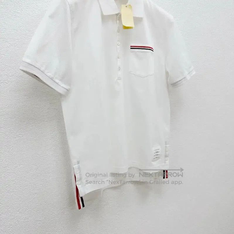 Thom Browne Thom Browne White Short Sleeve Polo Shirt . Size US L / EU 52-54 / 3 - 2 Thumbnail