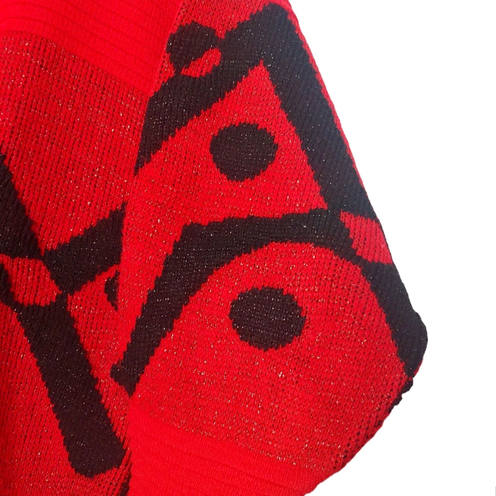 Vintage VINTAGE Arielle Sweater Red Glitter Abstract 1980s L Large Knit Pullover Mock Neck Long Sleeve Women's Size L / US 10 / IT 46 - 4 Thumbnail