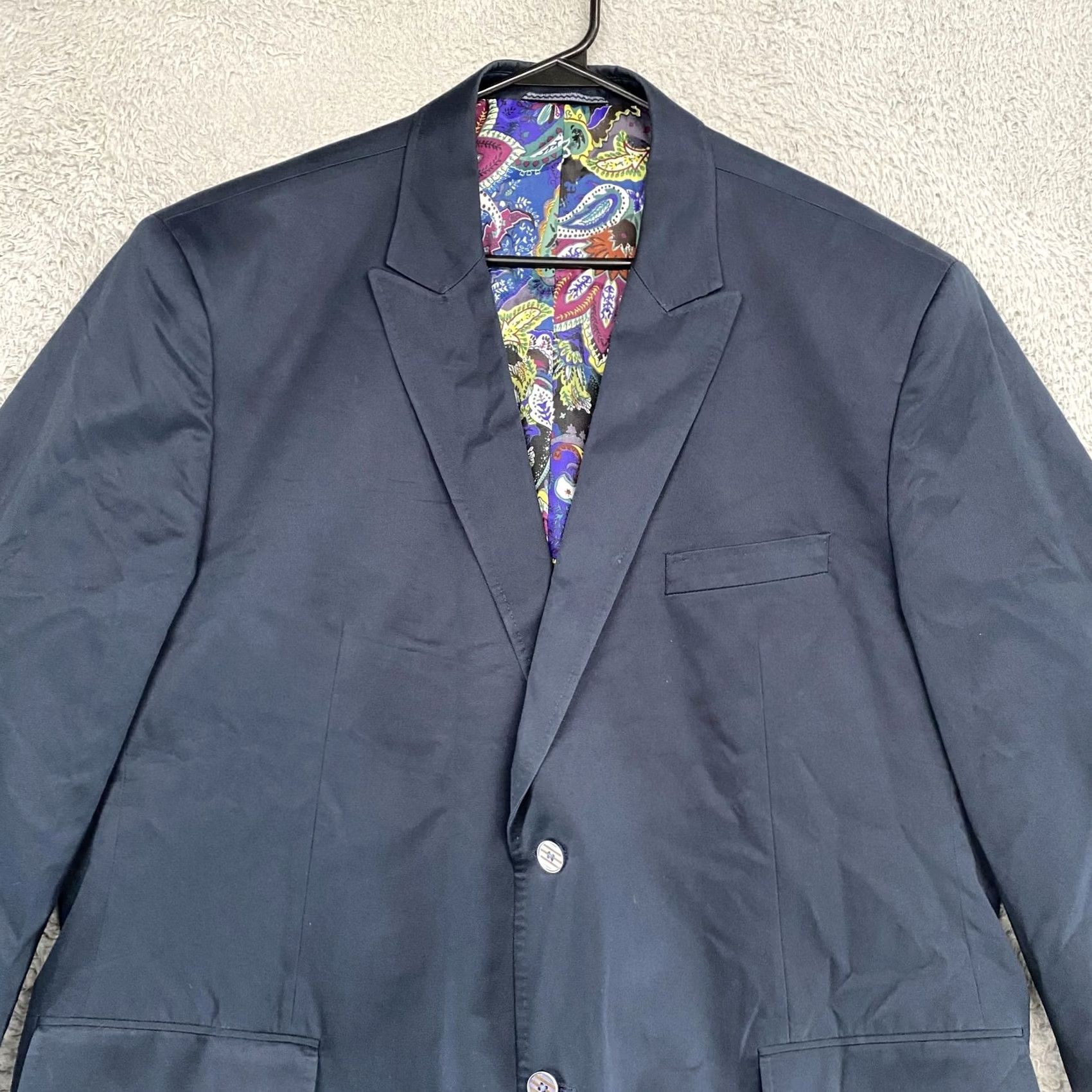 Robert Graham Robert Graham Sport Coat Blazer Mens 50 Blue Cotton Notch Lapel Two Button Paisley Lining Regular Jacket Coat Size 50R - 3 Thumbnail