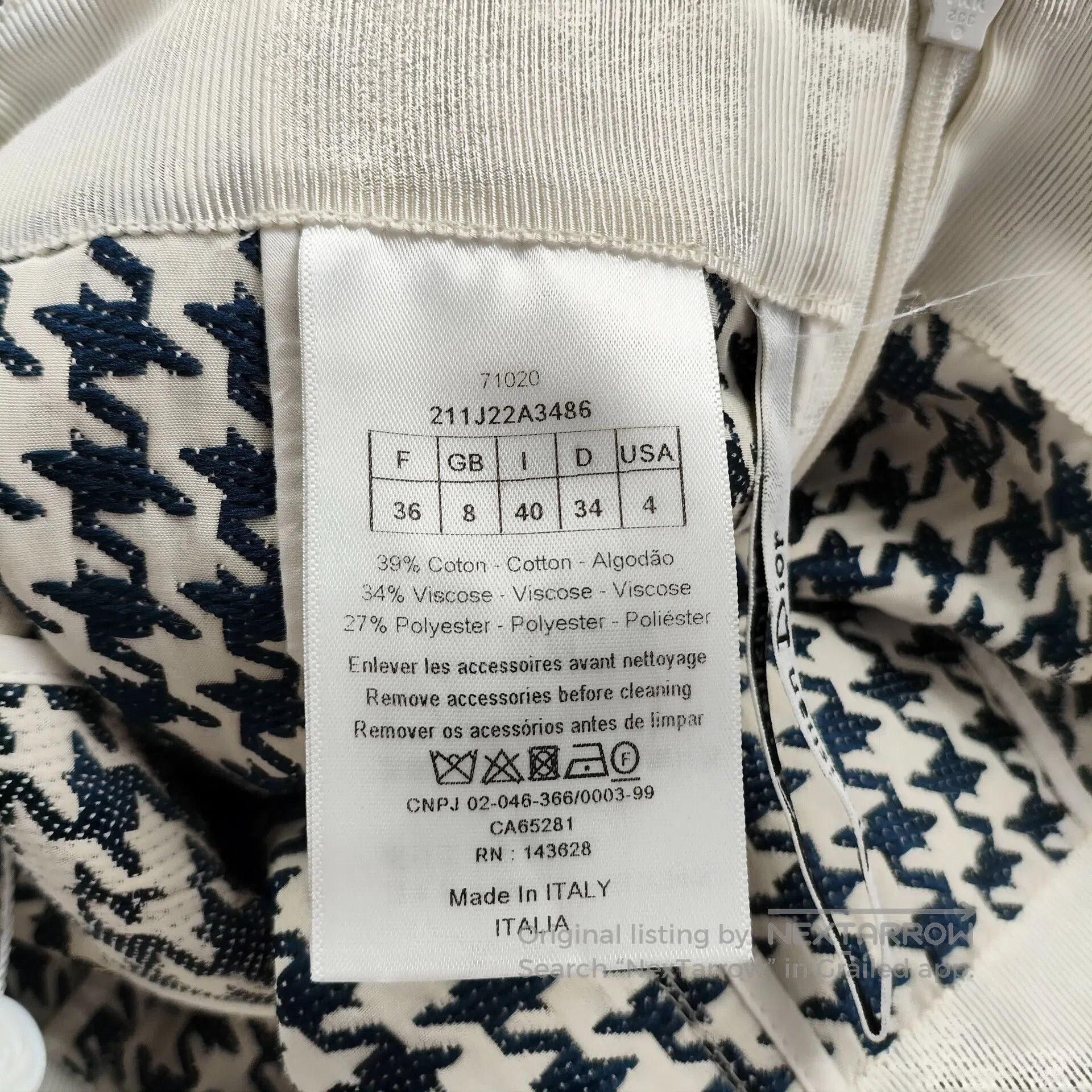 Dior Dior Classic Black and White Houndstooth Skirt Size 36| Size 35" - 6 Thumbnail