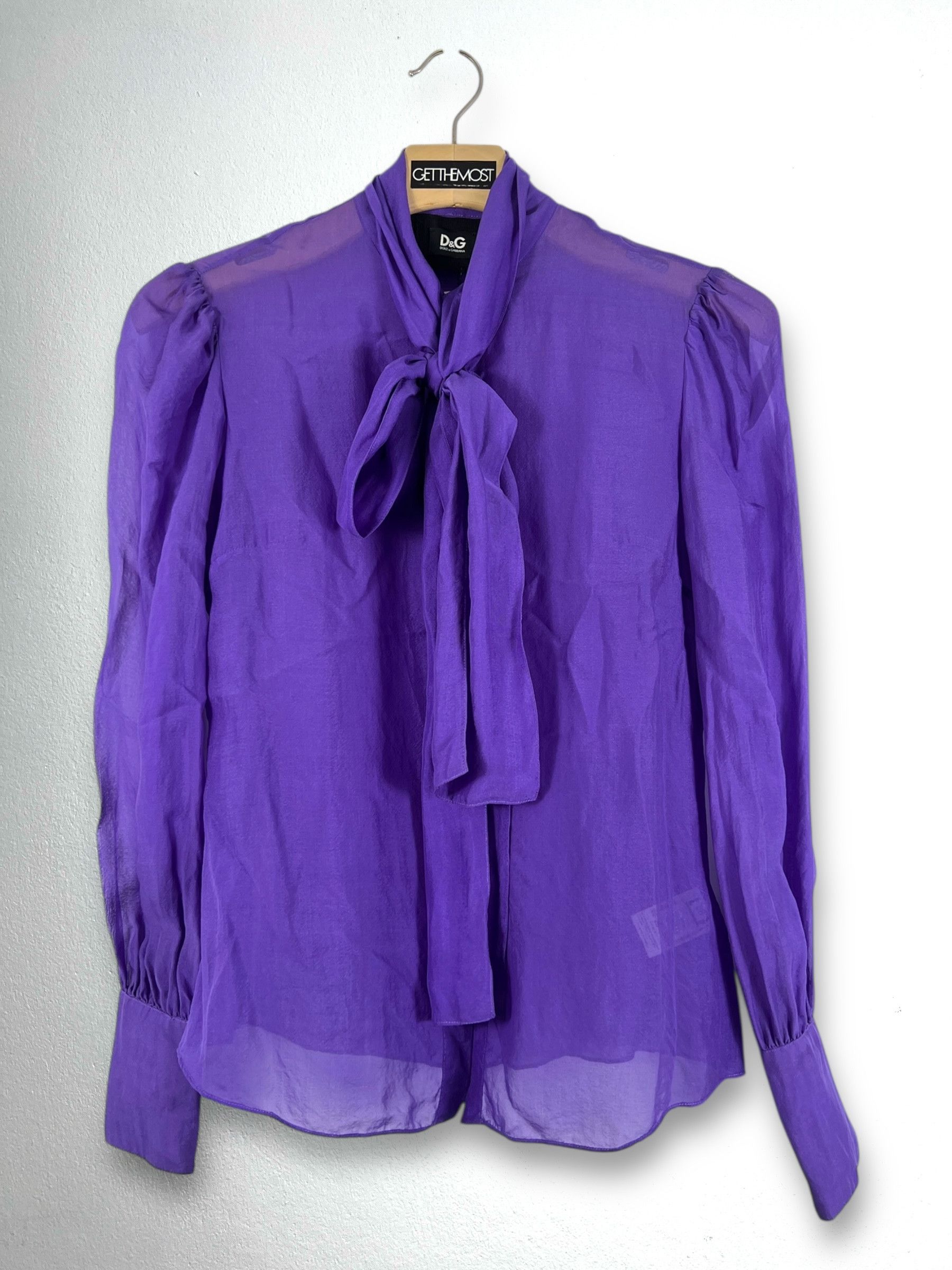 Dolce & Gabbana Dolce & Gabbana Tie-Neck Silk Chiffon Shirt (36) GTMP195 Size XS / US 0-2 / IT 36-38 - 1 Thumbnail