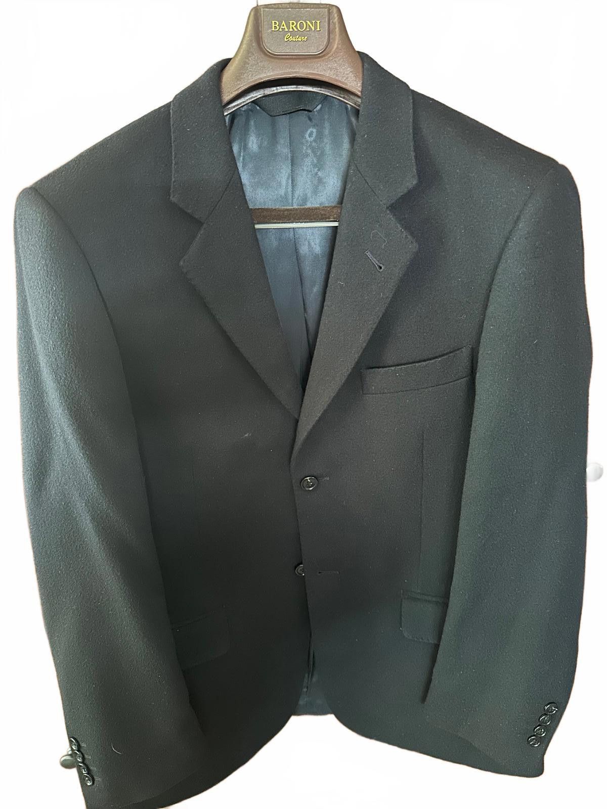 Designer Baroni Couture Men's Pure Cashmere Blazer – Black, 2-Button Size 42R - 1 Thumbnail