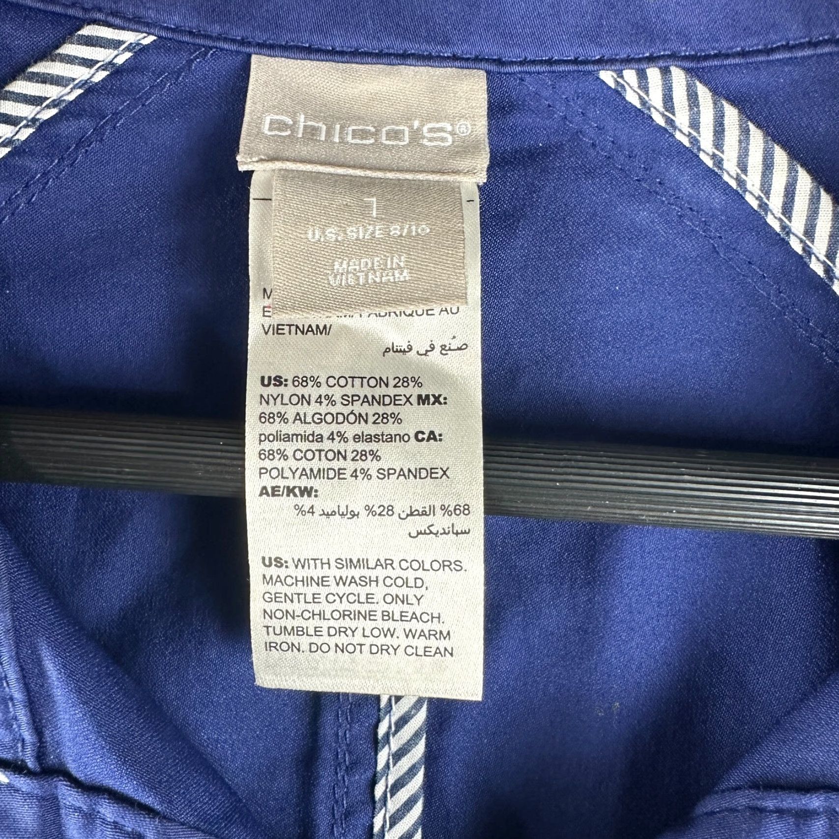 Vintage Chicos Jacket Womens 8 Snap Front Blue Polka Dot Stretch Pockets Shirt Womens Jacket Outfit Size M / US 6-8 / IT 42-44 - 5 Thumbnail