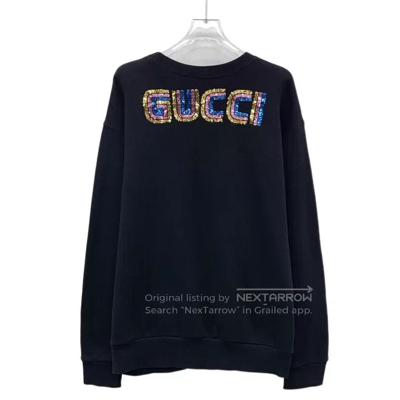 Gucci Gucci Black cat heavy industry sequin cotton round-neck lo Size US S / EU 44-46 / 1 - 2 Thumbnail