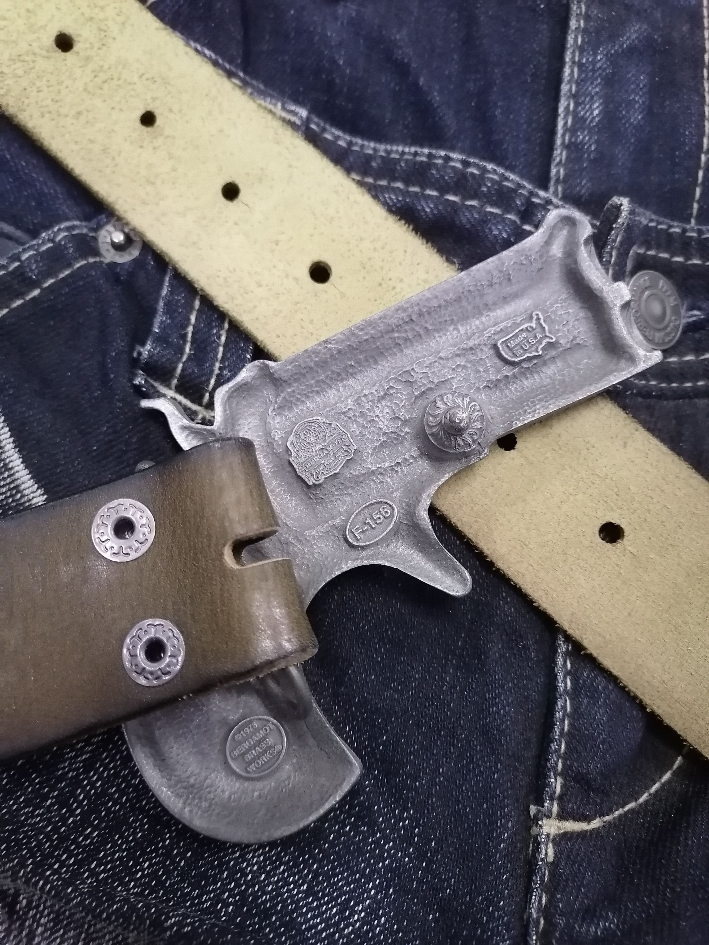 Genuine Leather × Vintage ©1978 Bergamot Brass Works Pistol Npet Leather Belts Size ONE SIZE - 4 Thumbnail