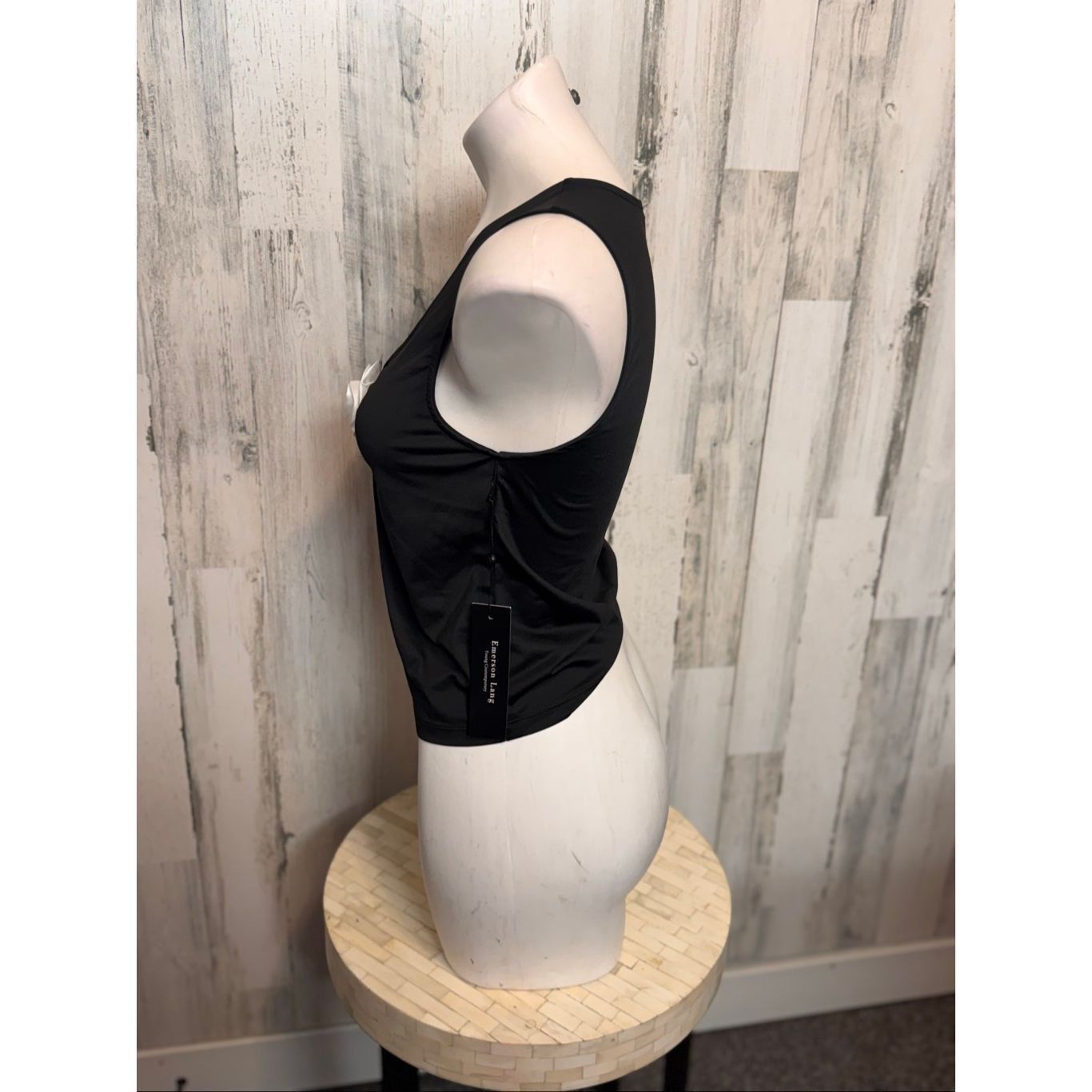 Emerson Fry Emerson Lang Black Sleeveless Blouse | Elegant Stretch Top w Size M / US 6-8 / IT 42-44 - 5 Thumbnail