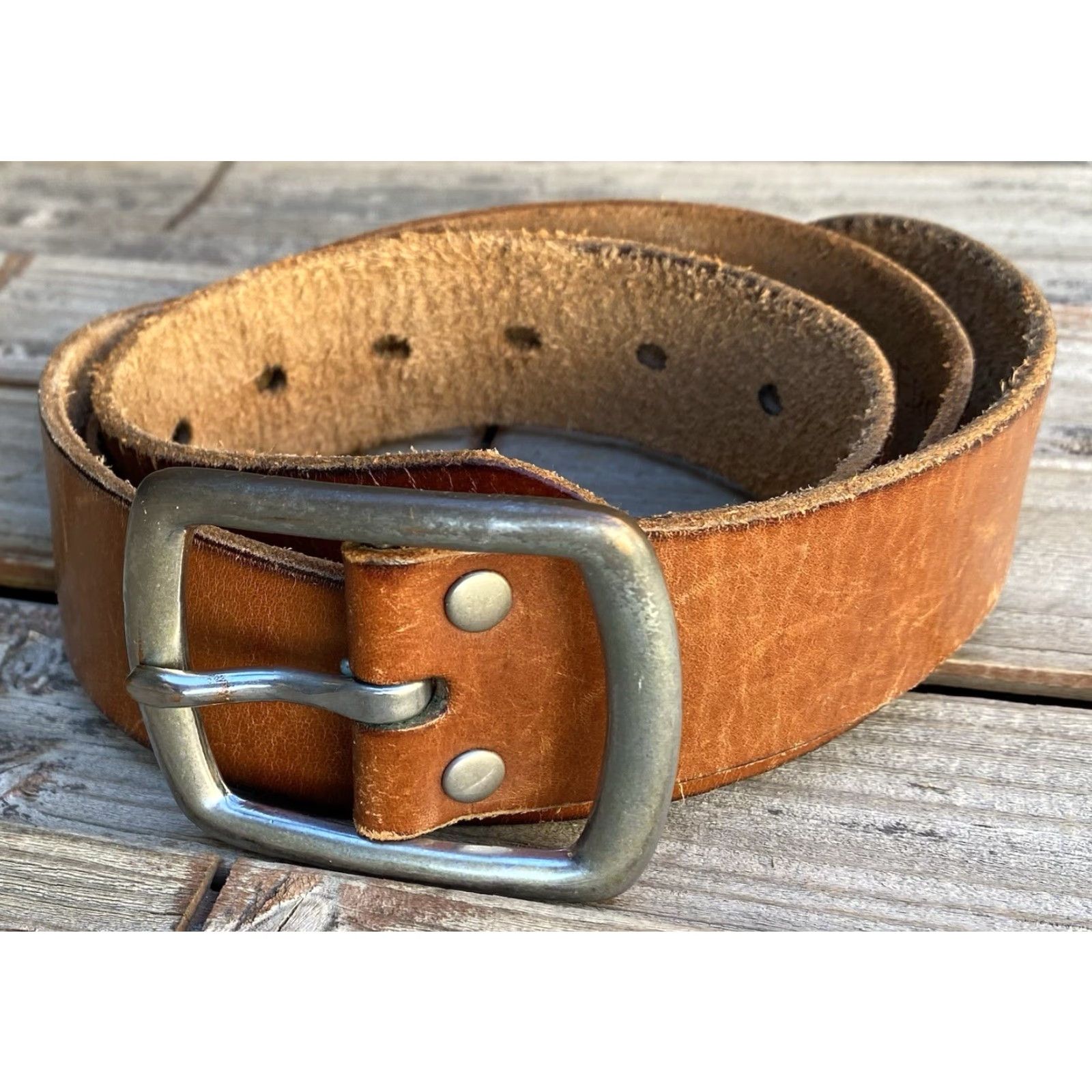 Abercrombie & Fitch VINTAGE Abercrombie & Fitch leather belt Mens 38 Brown Leather Boho 1990s 2000s Y2K Casual Belt Size ONE SIZE - 3 Thumbnail