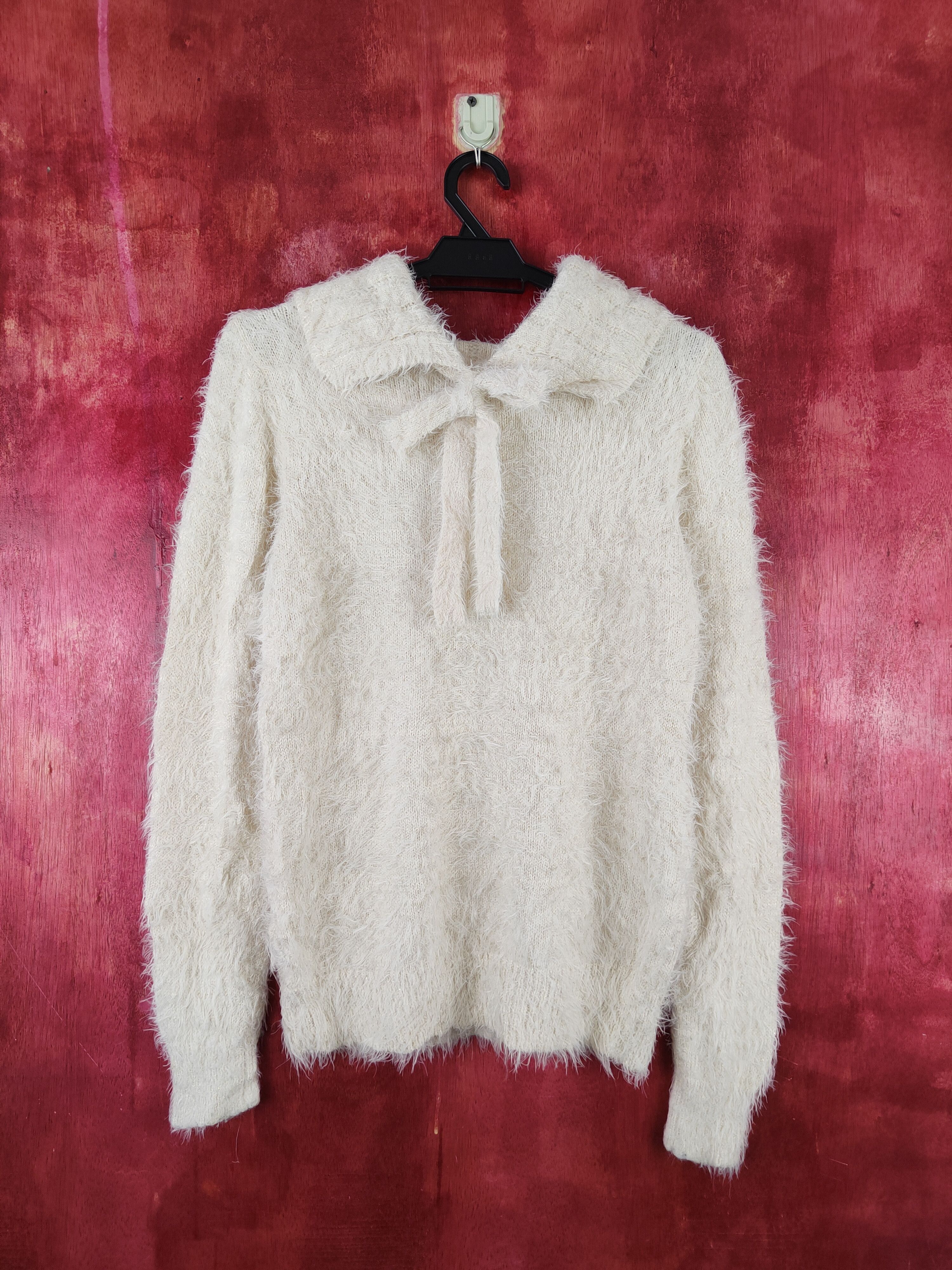 Index × Vintage Cool Vintage 💥 Index Cream Fur Mohair Knitwear Size M / US 6-8 / IT 42-44 - 7 Thumbnail