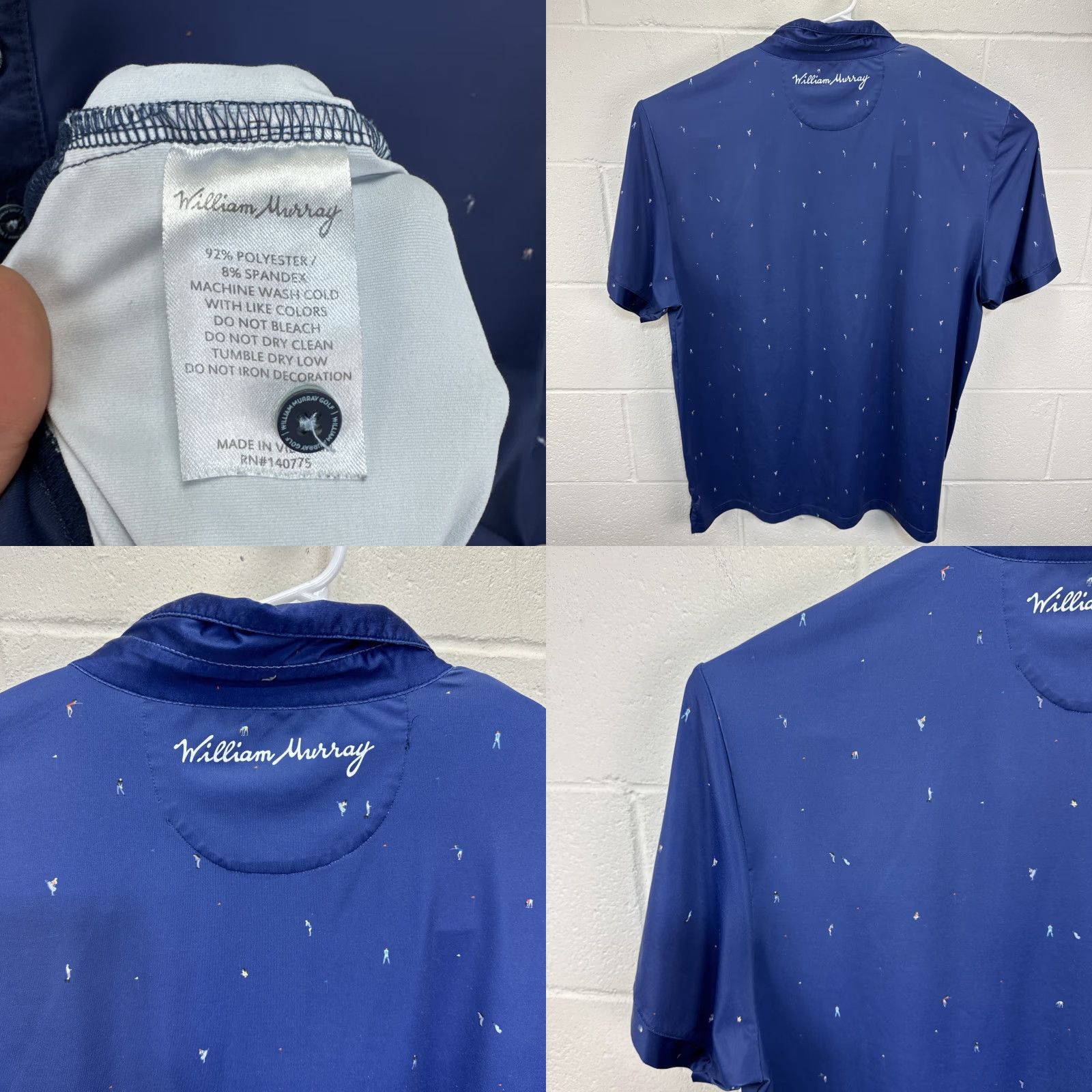 Vintage William Murray Golf Polo Shirt Mens 2XL Blue Solid Short Sleeve Polo Shirt Mens Regular Fit Summer Spring Fall 2XL Mens Women? Size US XXL / EU 58 / 5 - 8 Thumbnail