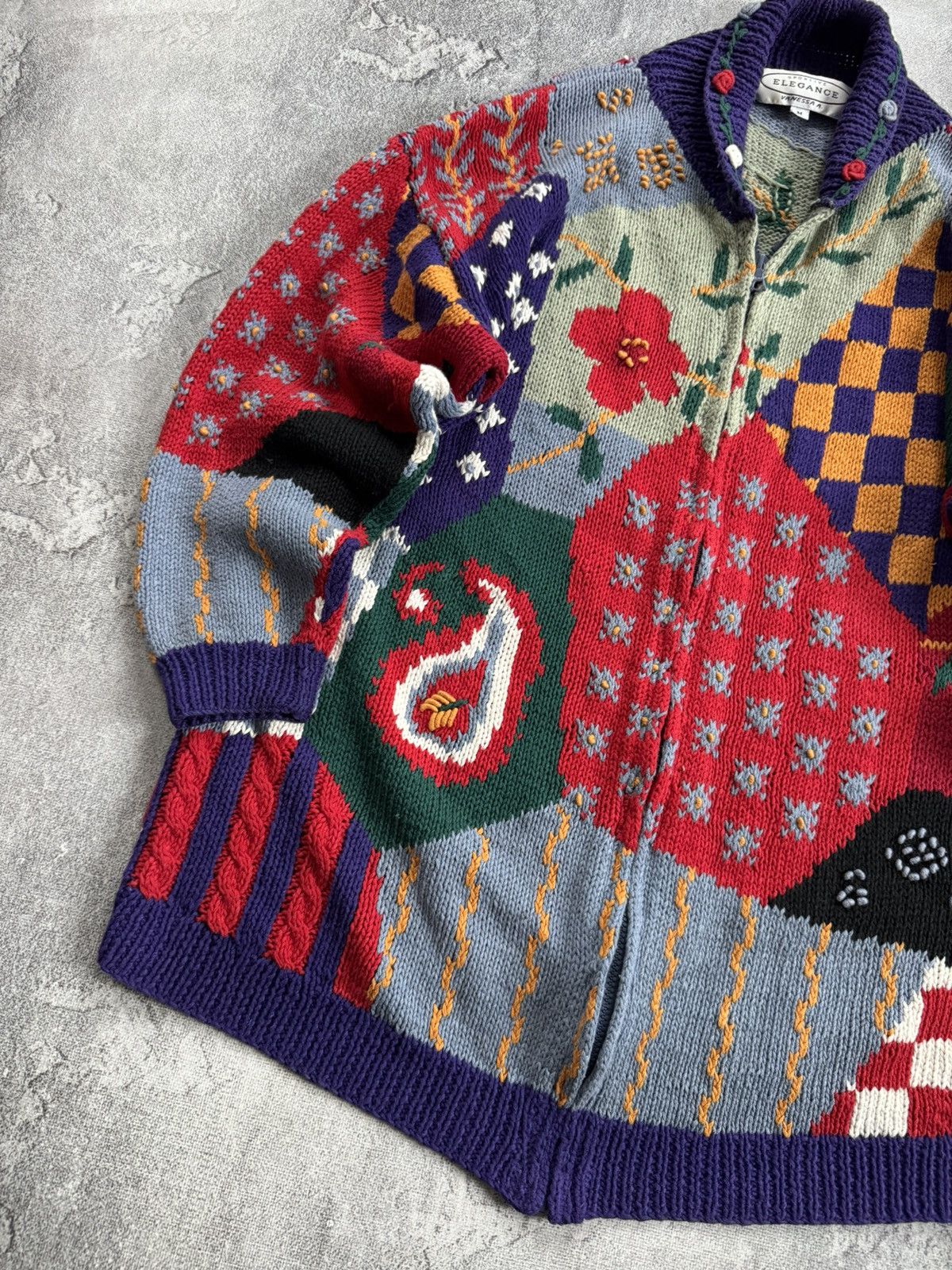 Kanata Hand Knits Vintage Retro M/size Hand knitwear zip sweater cardigan 90s Size M / US 6-8 / IT 42-44 - 2 Thumbnail