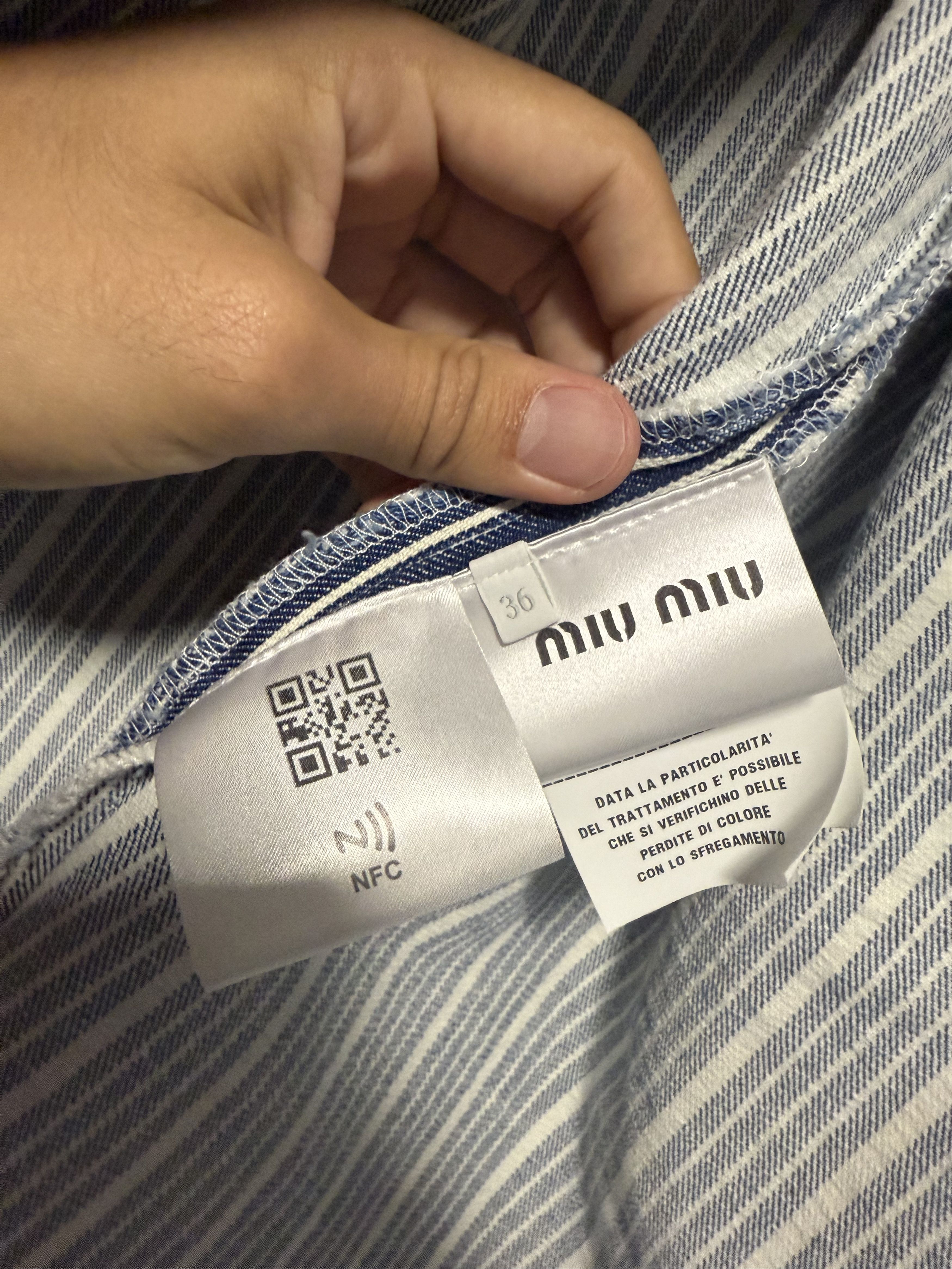 Miu Miu Miu Miu Oversized Striped Denim Jacket Size US M / EU 48-50 / 2 - 7 Thumbnail