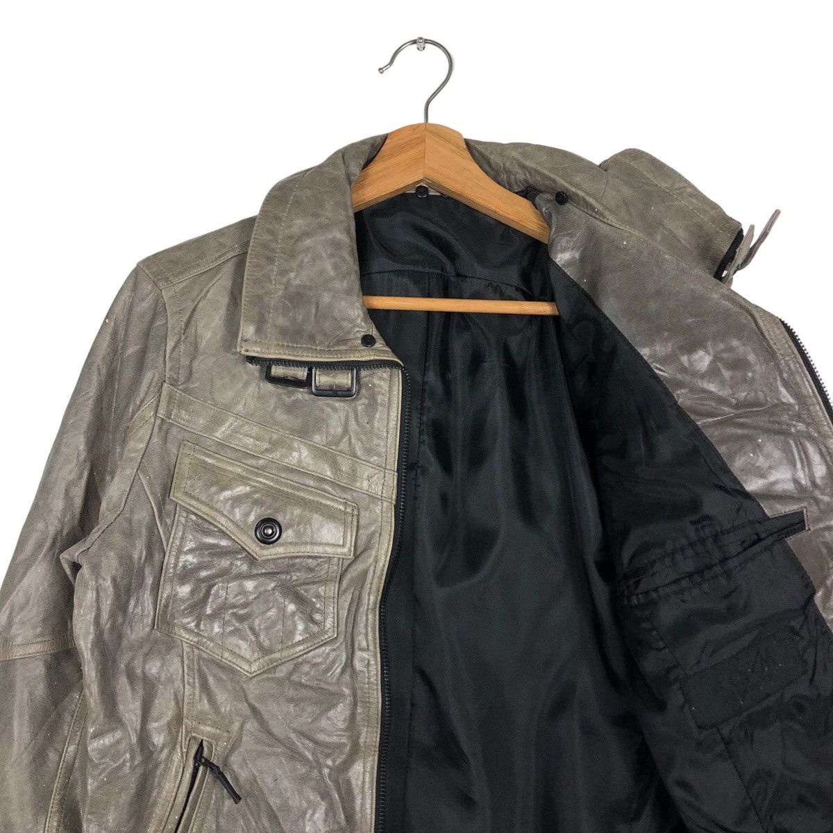 Japanese Brand 🔥Vintage Biker Jacket Leather ASM Japan Issey Miyake Size US M / EU 48-50 / 2 - 12 Thumbnail