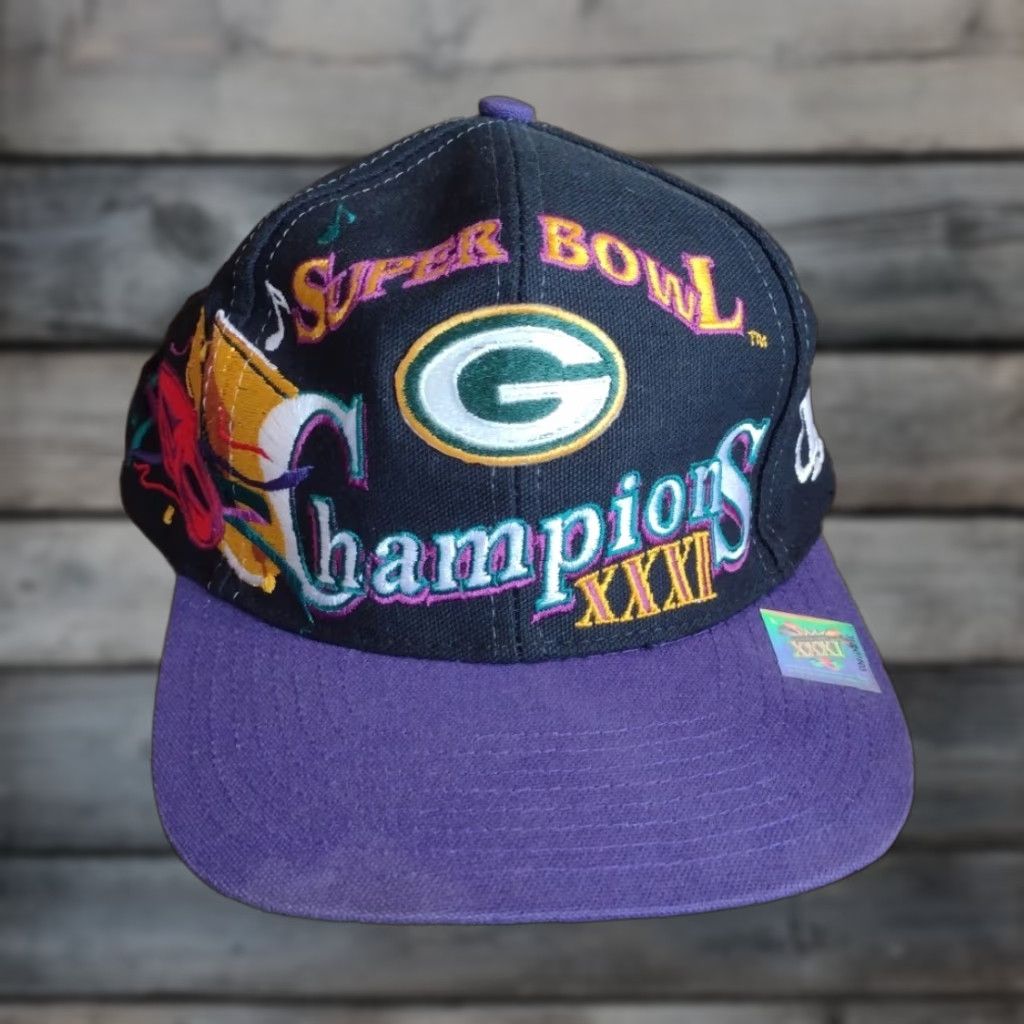 Logo Athletic VINTAGE Green Bay Packers Hat Snapback Deadstock NFL Logo Athletic 90s Adjustable One Size Black Unisex Size ONE SIZE - 1 Thumbnail