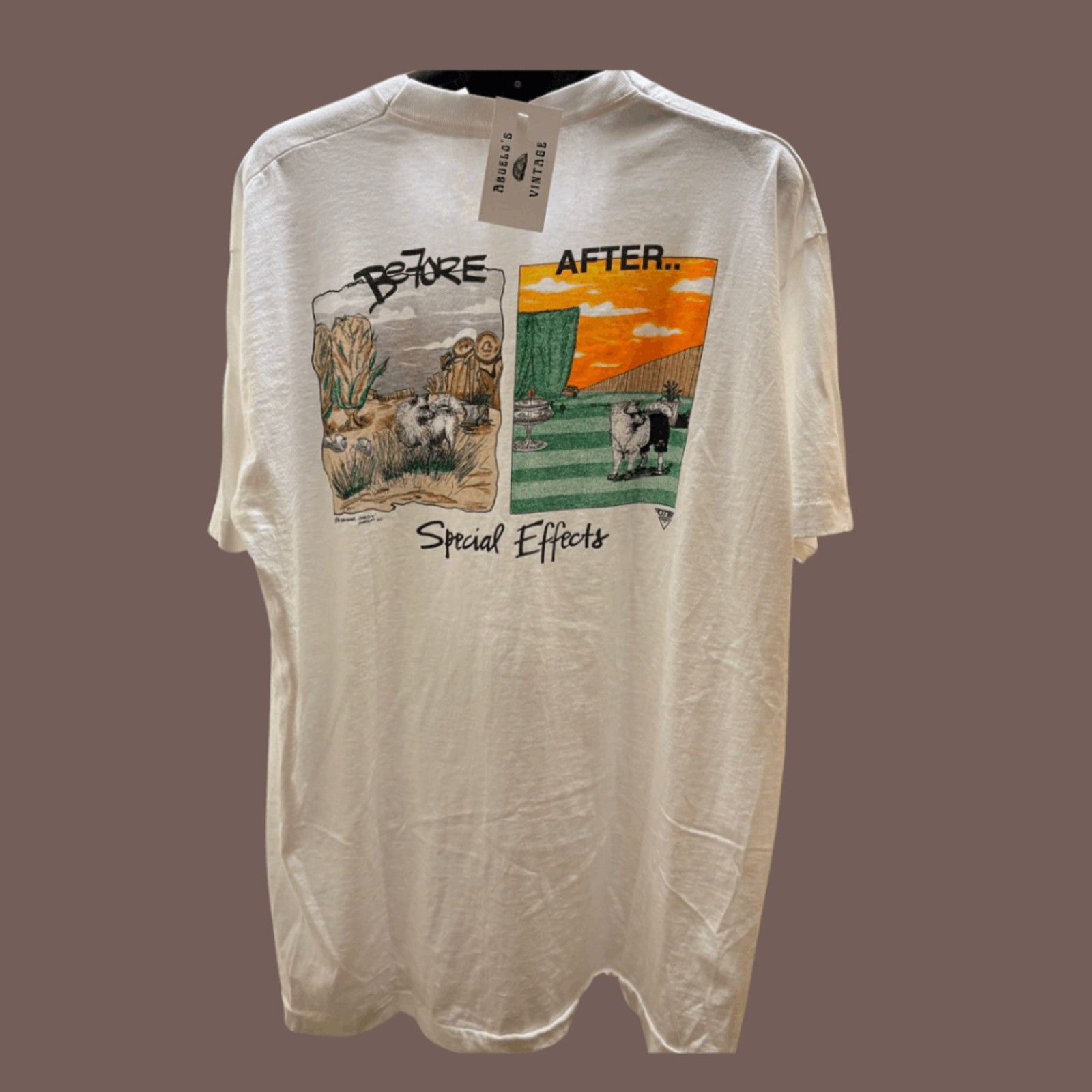 Fruit Of The Loom × Vintage VTG 90s Graphic Tee | K. Telfer “Before/After” Art XXL MIUSA Size US XXL / EU 58 / 5 - 1 Thumbnail