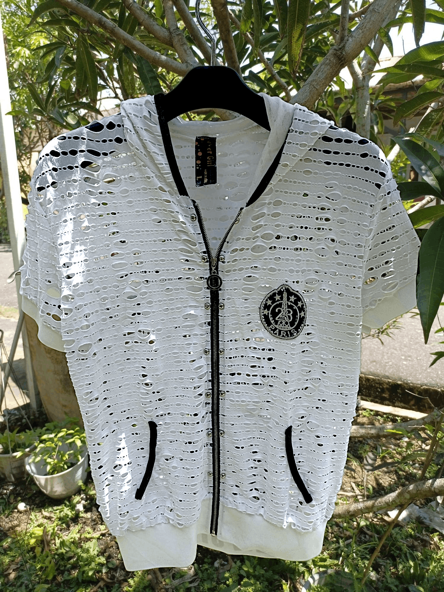 Other Distressed Shirt punk style OVER GIRL Mesh Zip Hoodie Size US L / EU 52-54 / 3 - 4 Thumbnail