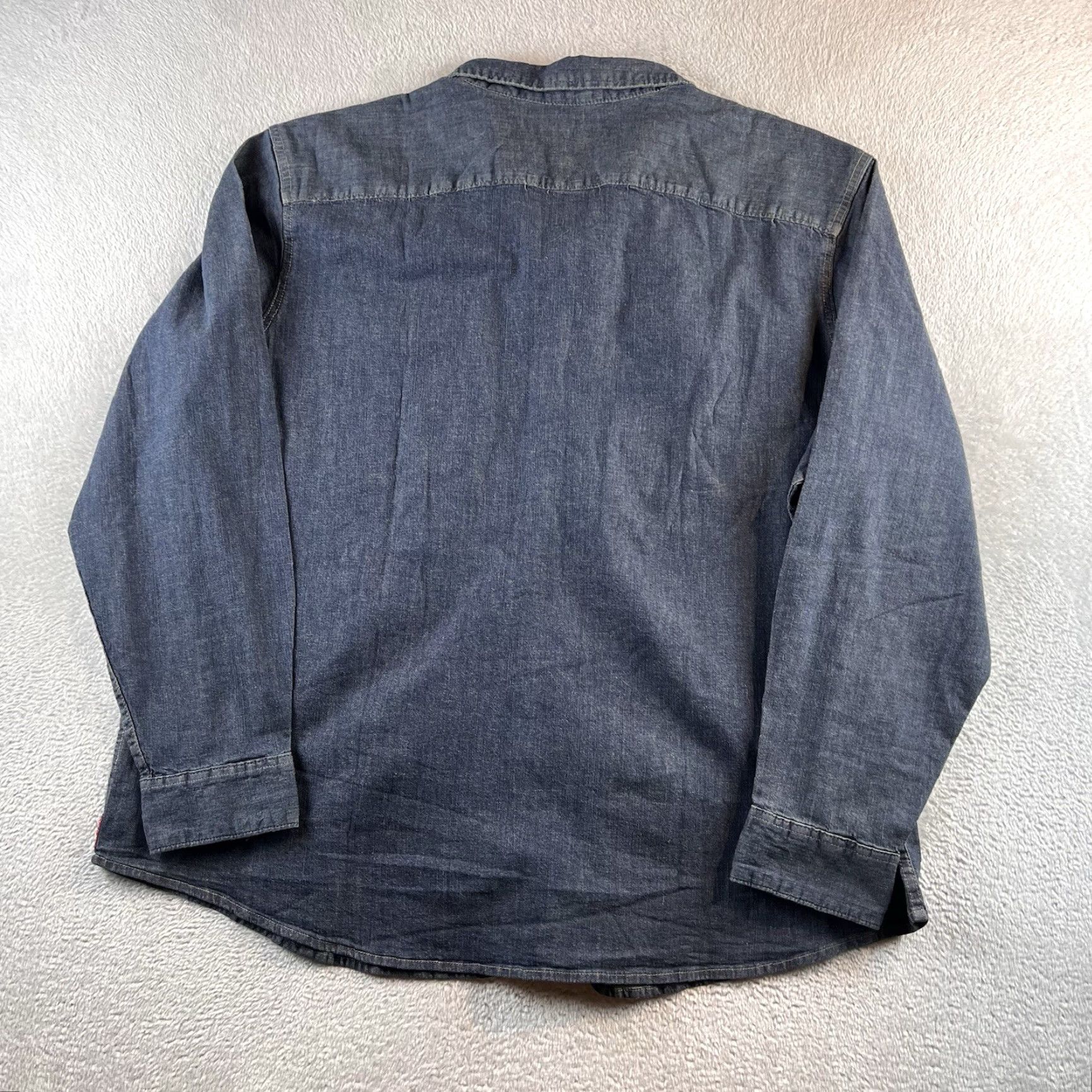 Wrangler Wrangler Mens Button-Up Denim Shirt 3XL Blue Long Sleeve Western Workwear Casual Classic Size US XXL / EU 58 / 5 - 2 Thumbnail