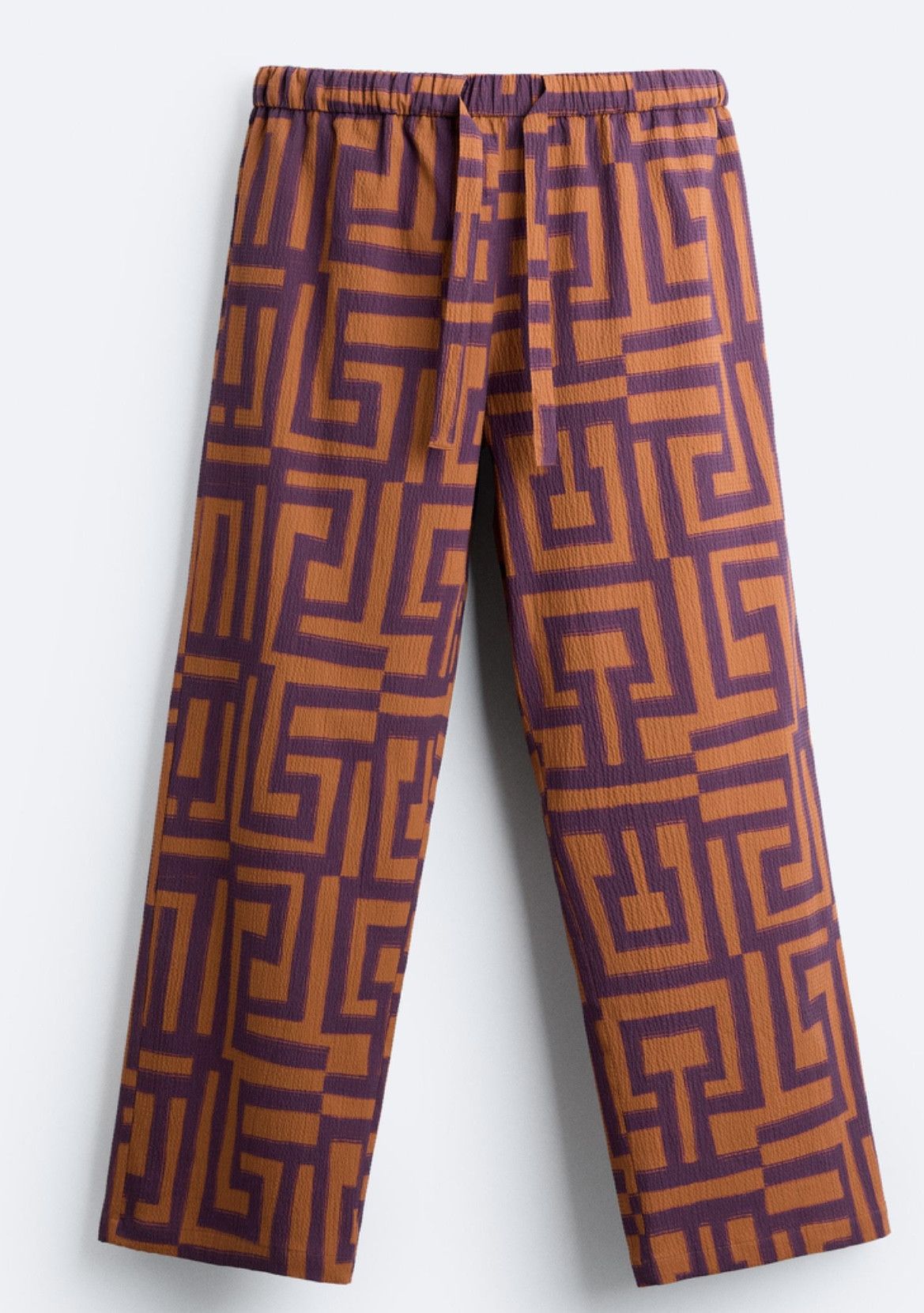 Zara Zara printed seersucker XCASA Josephine pants orange large Size US 42 / EU 58 - 1 Thumbnail