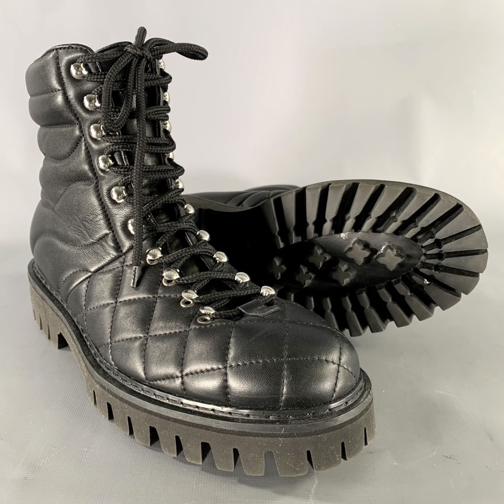 John Galliano JOHN GALLIANO Size 10 Black Quilted Leather Hike Boots Mens Boots Size US 10 / EU 43 - 5 Thumbnail