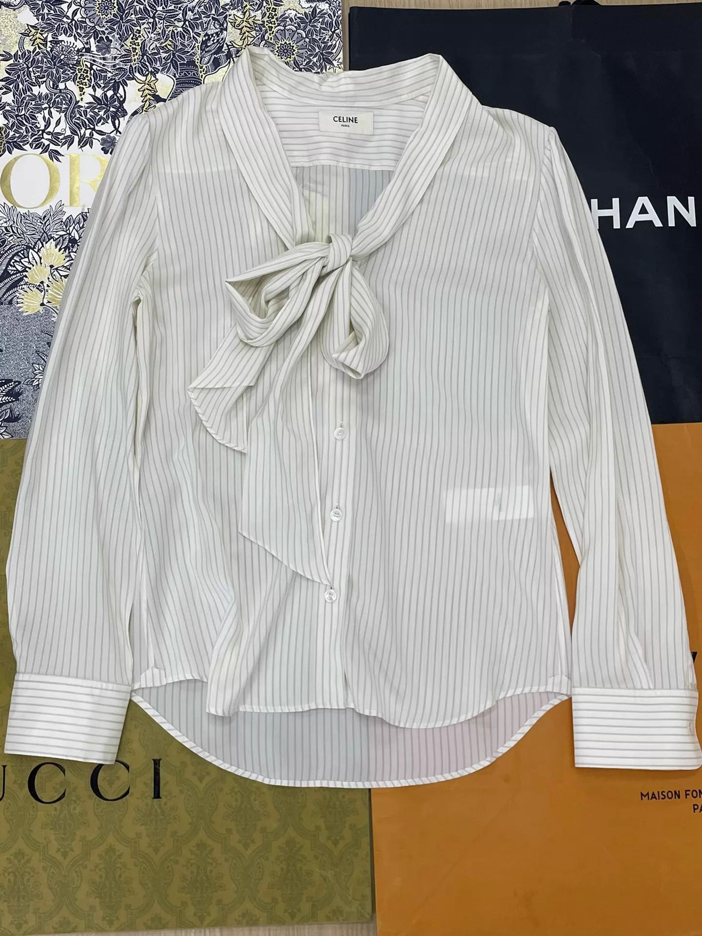 Celine Celine Color Blocked Striped Tied Shirt 36 Size XS / US 0-2 / IT 36-38 - 1 Thumbnail
