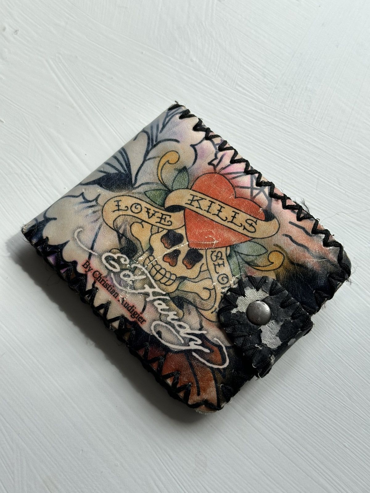 Ed Hardy × Vintage Ed Hardy Multi Skull Tattoo Design Wallet Christian Audigier Size ONE SIZE - 1 Thumbnail