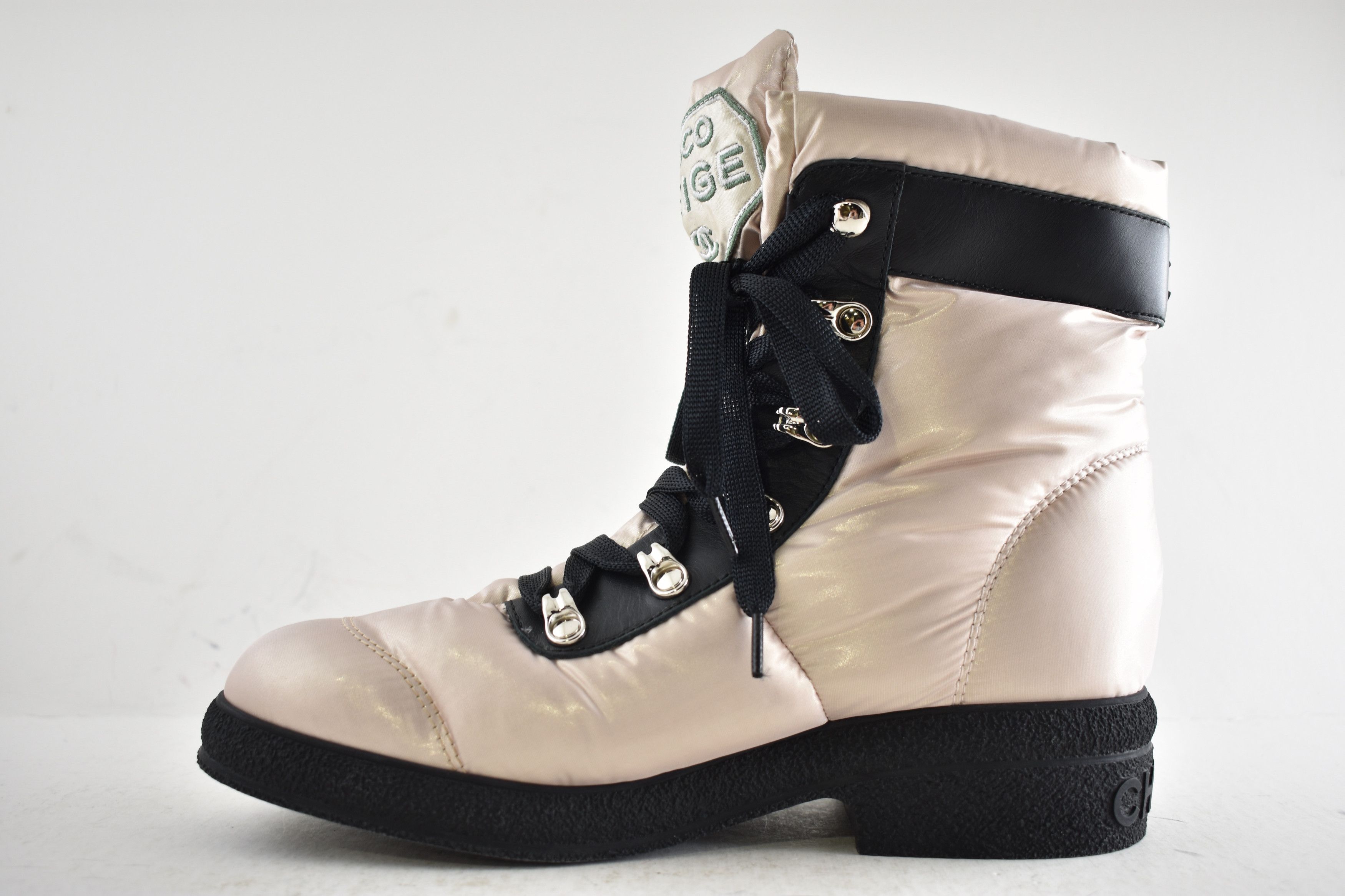 Chanel 18B Coco Neige Black Snow Winter Lace Up Tie Combat Boots 42 Size US 12 / IT 42 - 11 Thumbnail