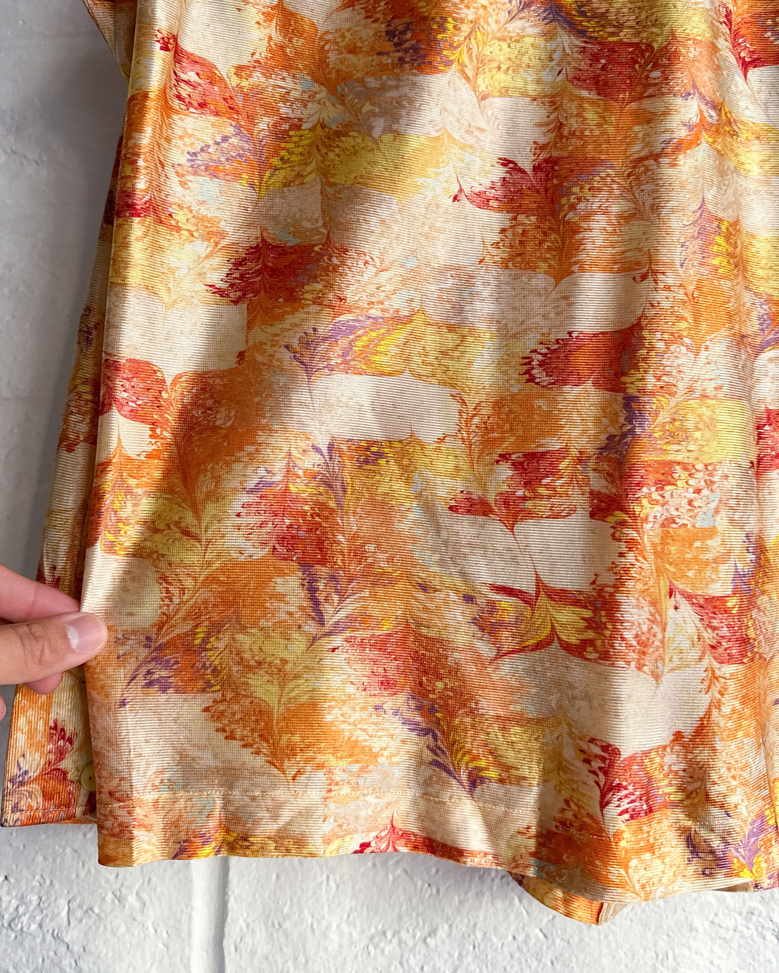 Vintage Vintage 1970s D' Gala's Button Up Shirt Orange Autumn Leaves Size US S / EU 44-46 / 1 - 4 Thumbnail