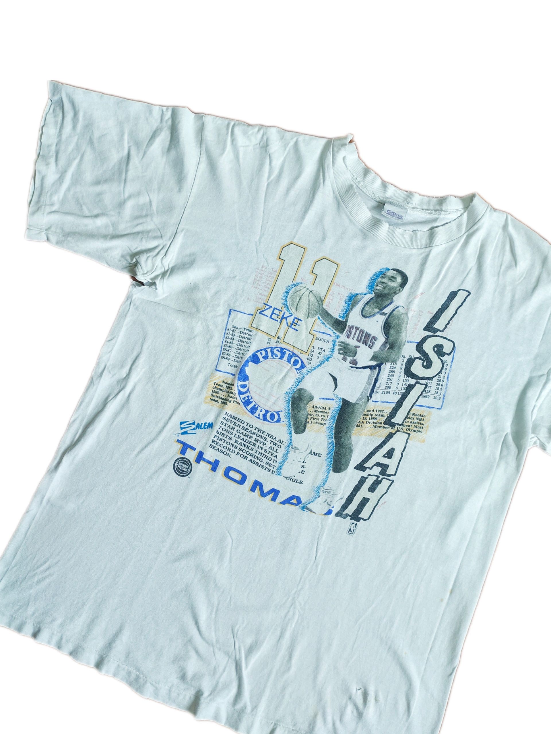 NBA × Salem Sportswear × Vintage Vintage Isiah Thomas Detroit Pistons Player 90s T-shirt Size US XL / EU 56 / 4 - 2 Thumbnail