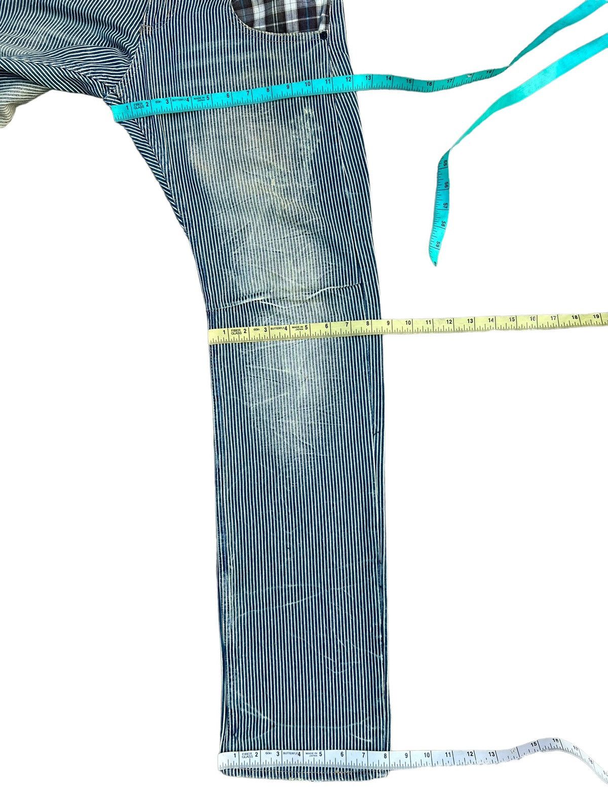 Vintage Dominated Handcrafted Double Waist Hickory Striped Denim Size US 31 - 4 Thumbnail