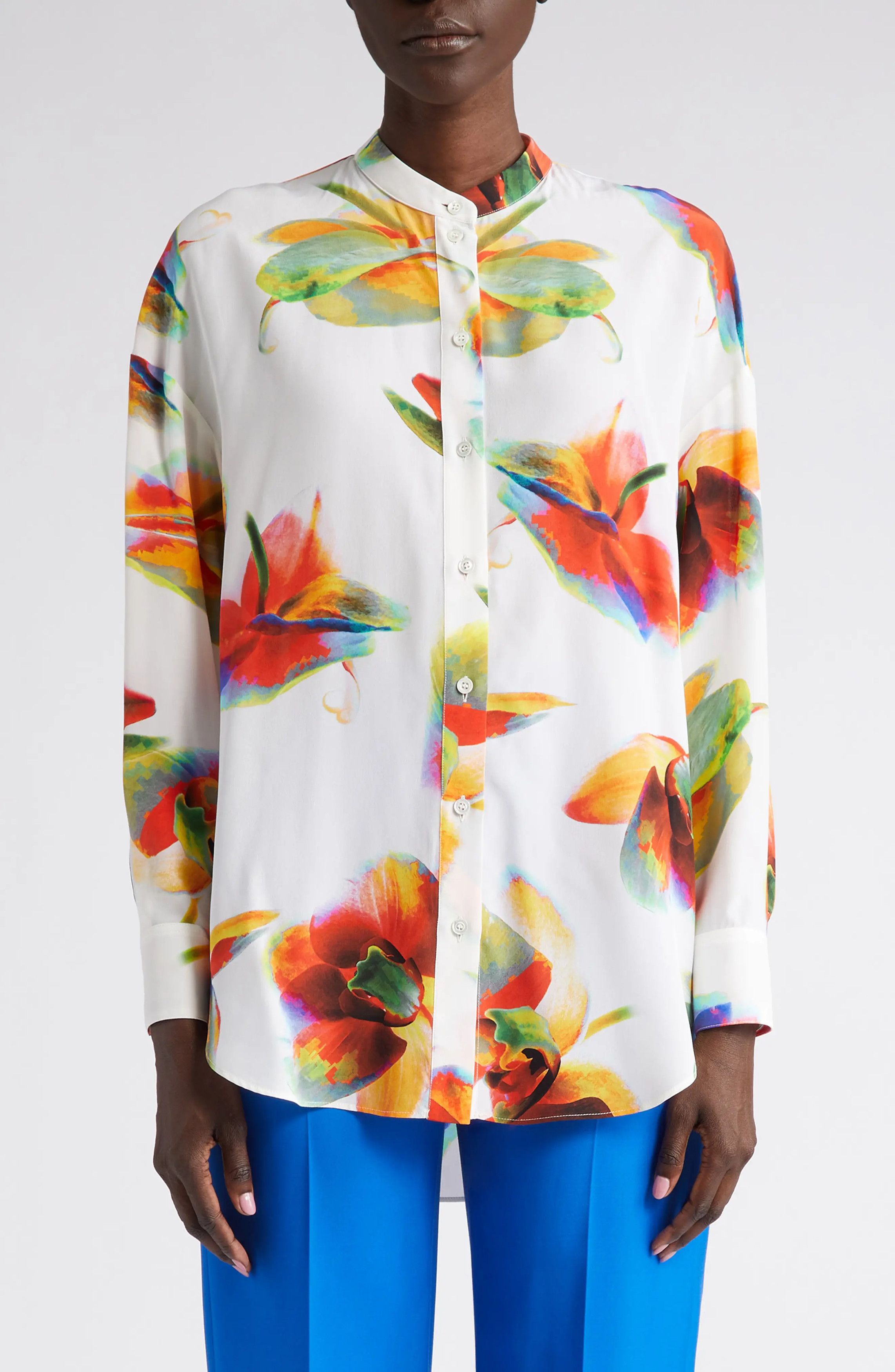 Alexander McQueen o1y0325 Floral Shirt in Multicolor Size S / US 4 / IT 40 - 4 Thumbnail