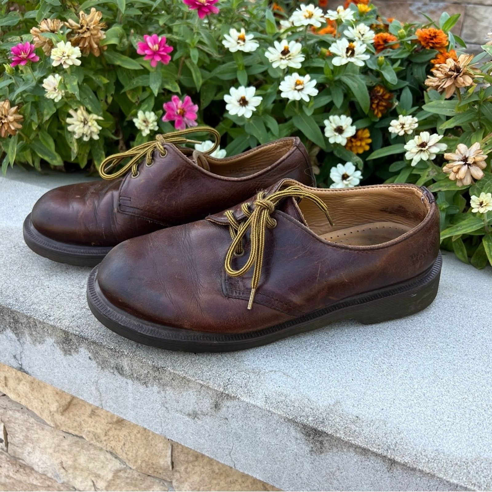 image of Dr Martens 1461 Made In England Oxford Brown Leather Shoes, Women's