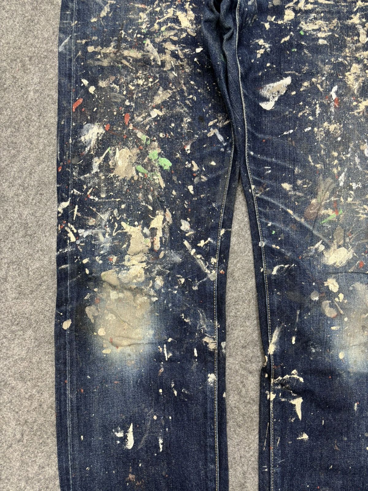 Japanese Brand 💥ART💥Uniqlo Japan Heavy Paint Splatter Selvedge Denim F673 Size US 34 / EU 50 - 6 Thumbnail