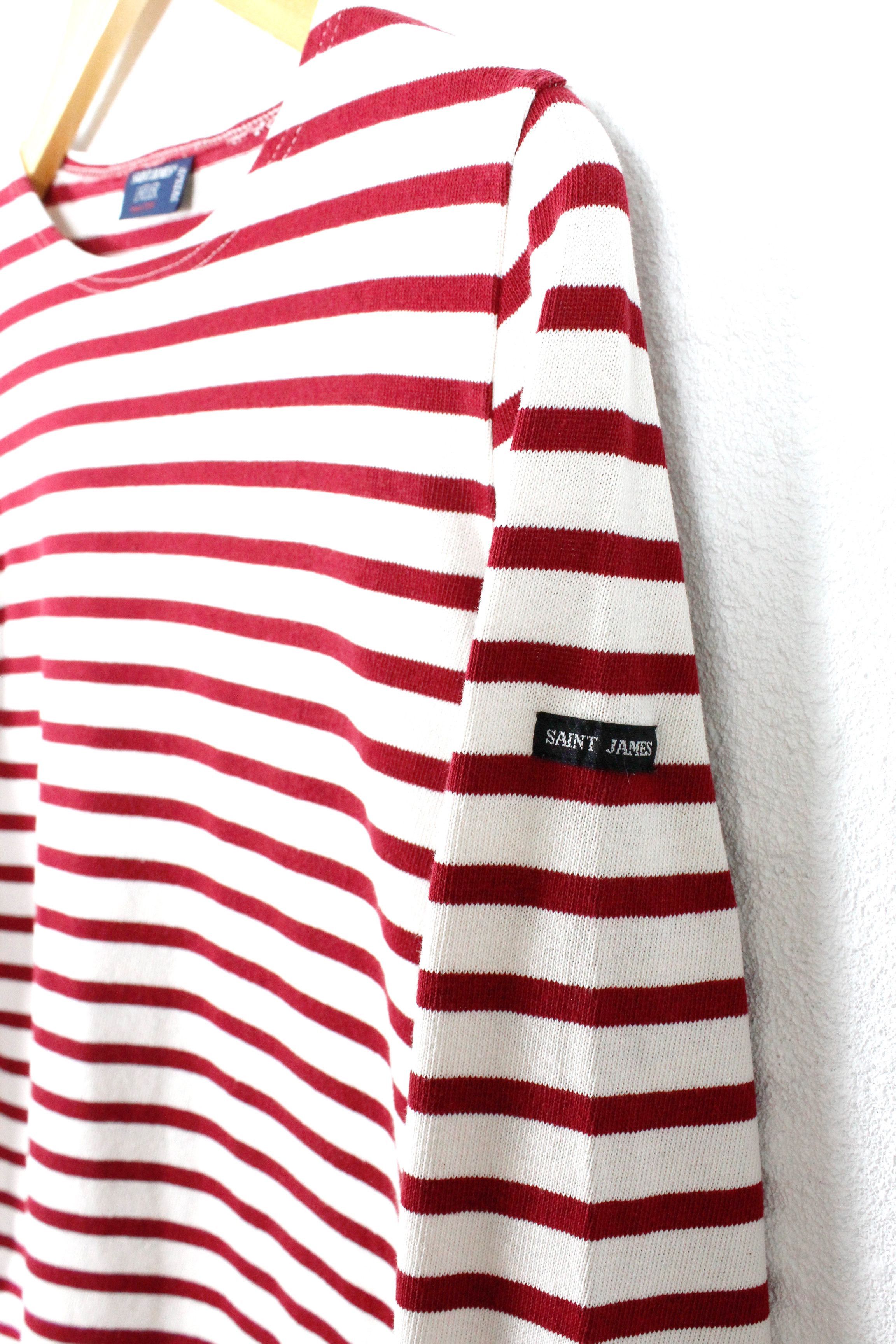 Saint James × Vintage Womens Saint James L'Atelier Striped Breton LS T-shirt 90s Size L / US 10 / IT 46 - 3 Thumbnail