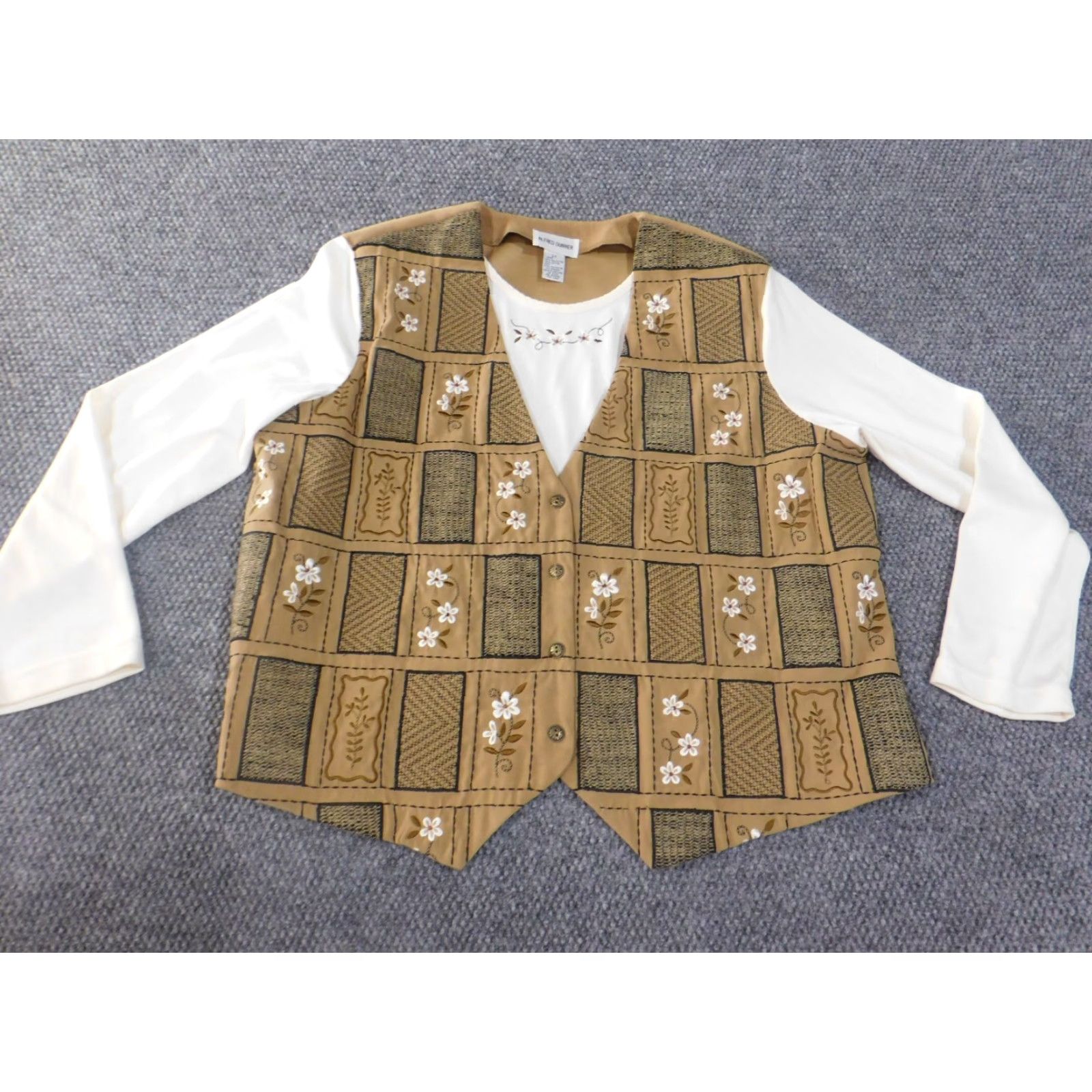 Vintage Alfred Dunner Shirt Womens 2X Brown Floral Plaid Button-Up Cotton Plus Size Casual Knit Vintage No Size XXL / US 16-18 / IT 52-54 - 2 Thumbnail