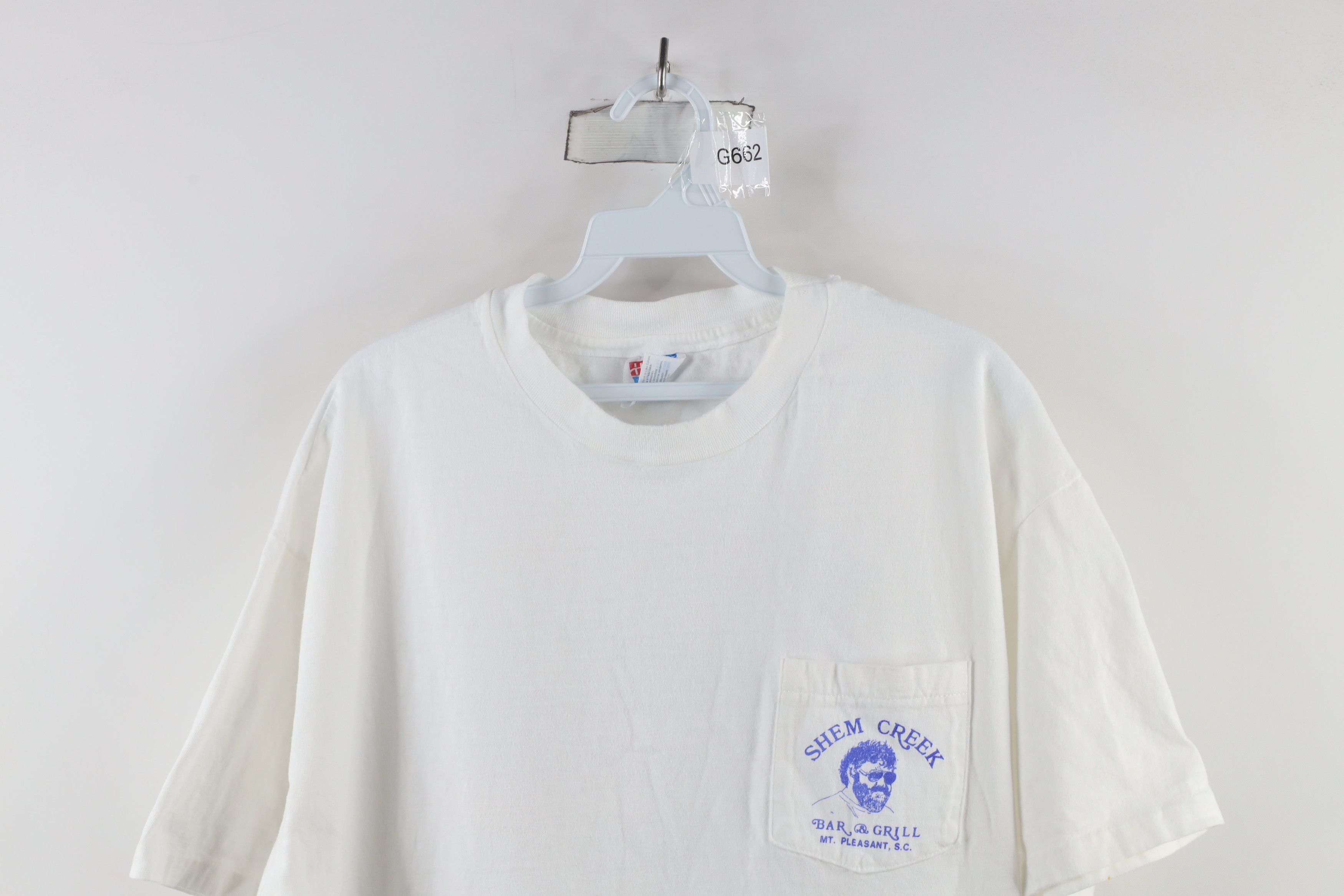 Vintage Vintage 90s Shem Creek Bar & Grill Pocket T-Shirt White USA Size US XL / EU 56 / 4 - 2 Thumbnail