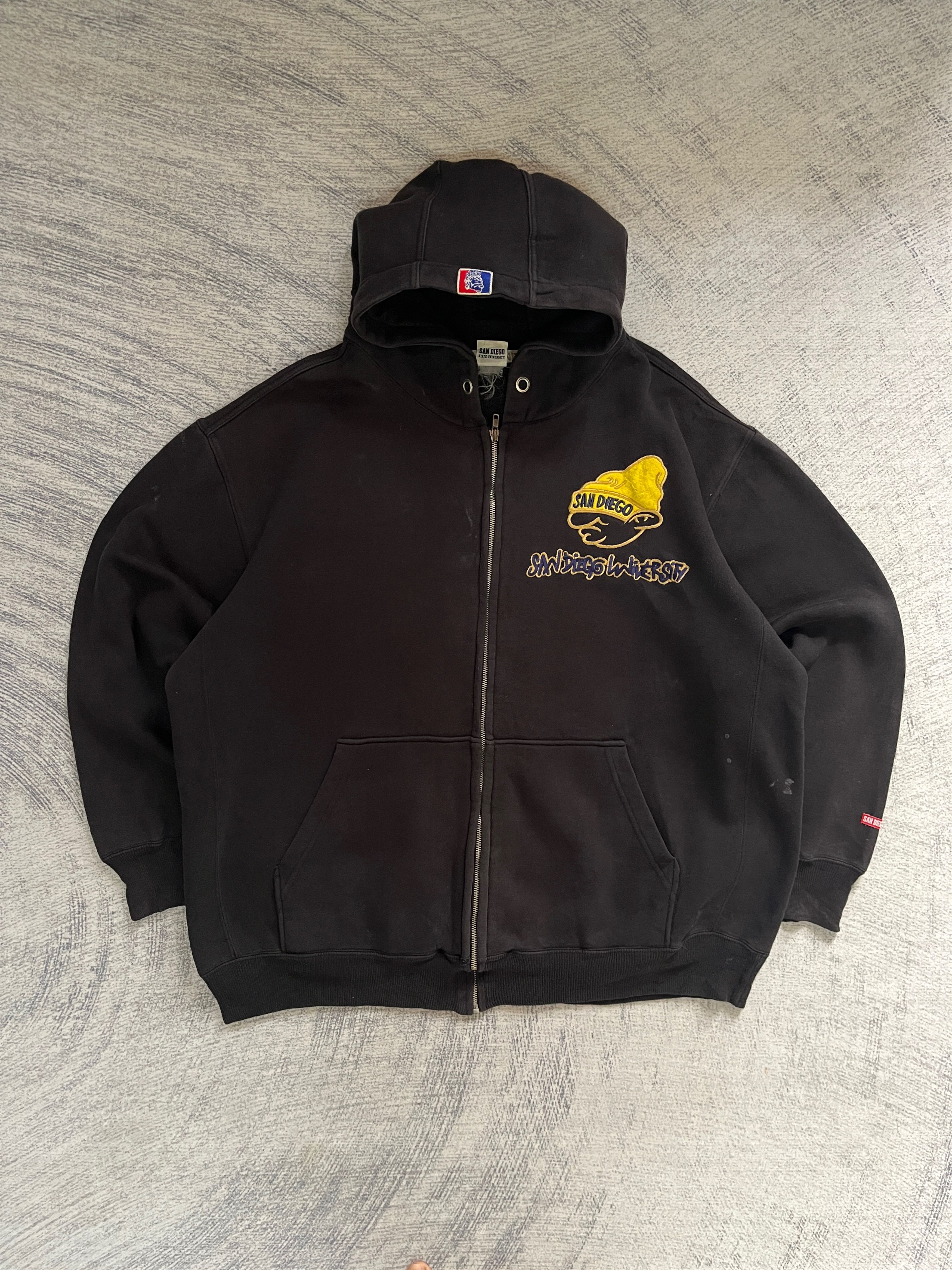 Vintage San Diego University Heavyweight Zip Up Hoodie Embroidered Size US XL / EU 56 / 4 - 2 Thumbnail