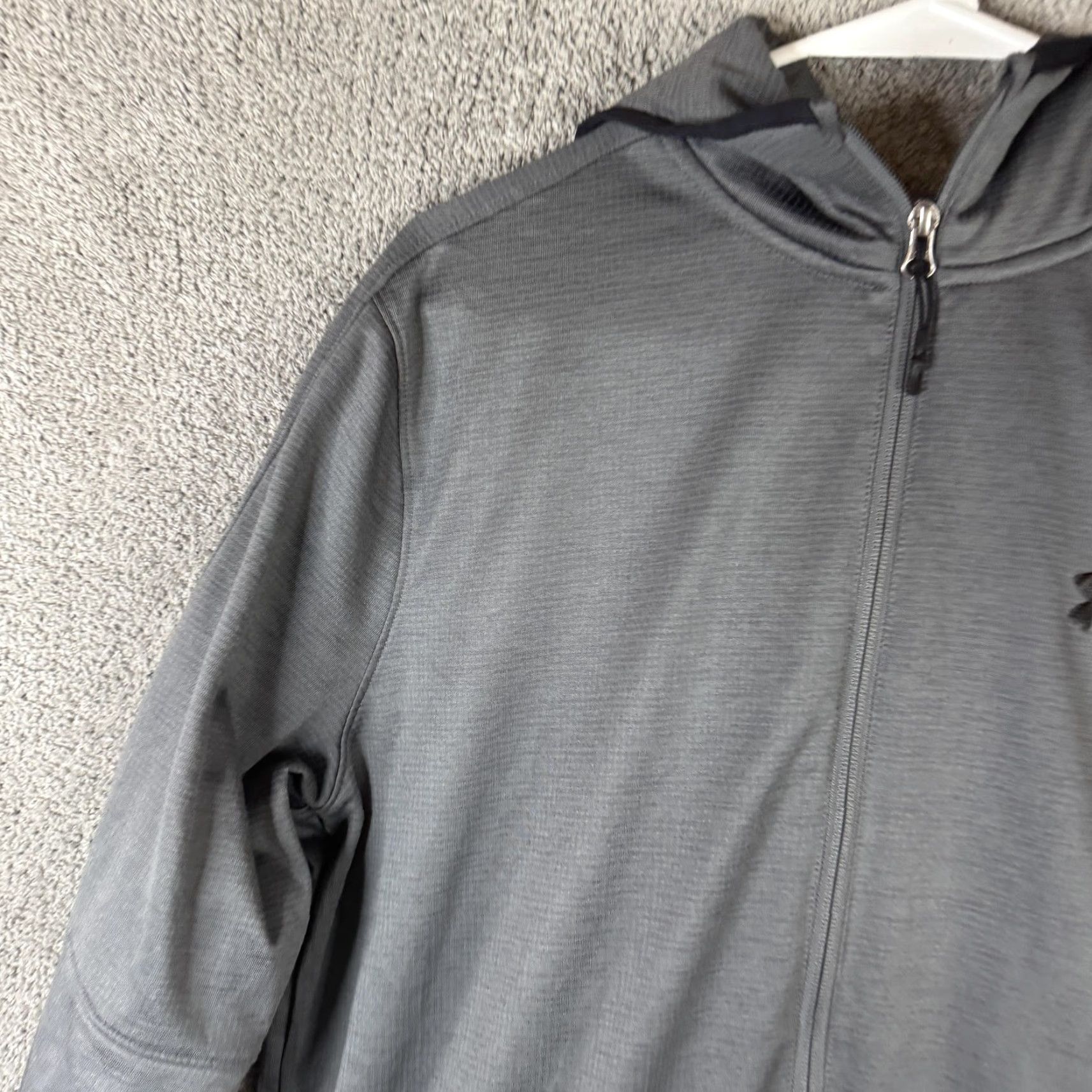 Under Armour Under Armour Jacket Mens L Gray Hooded Full Zip Lined Lightweight Athletic Running Gym Training Casual Front Zip Pockets Size US L / EU 52-54 / 3 - 6 Thumbnail