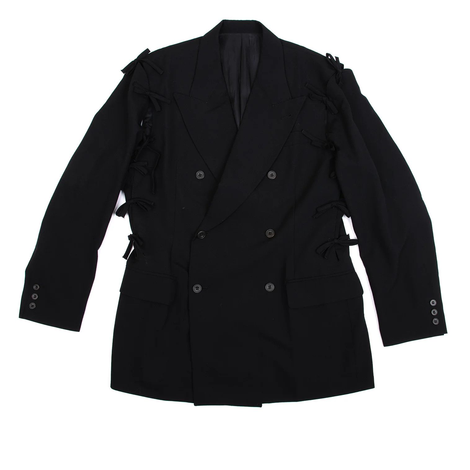 Jean Paul Gaultier Ribbon-Detach Design Wool Jacket in Black Size 50 Size US M / EU 48-50 / 2 - 1 Thumbnail