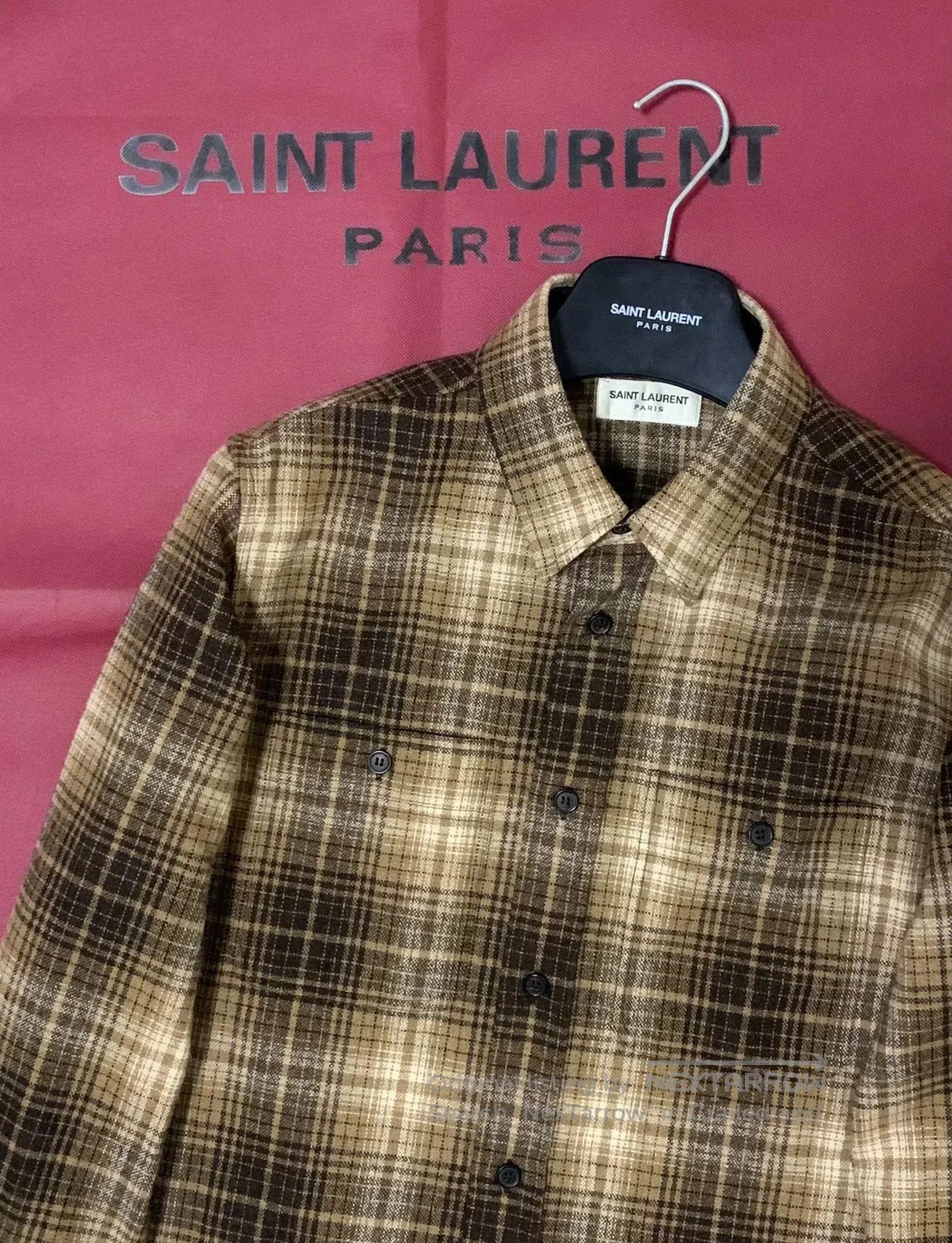 Saint Laurent Paris Saint Laurent Yellow Plaid Wool Shirt. Size US XL / EU 56 / 4 - 8 Thumbnail