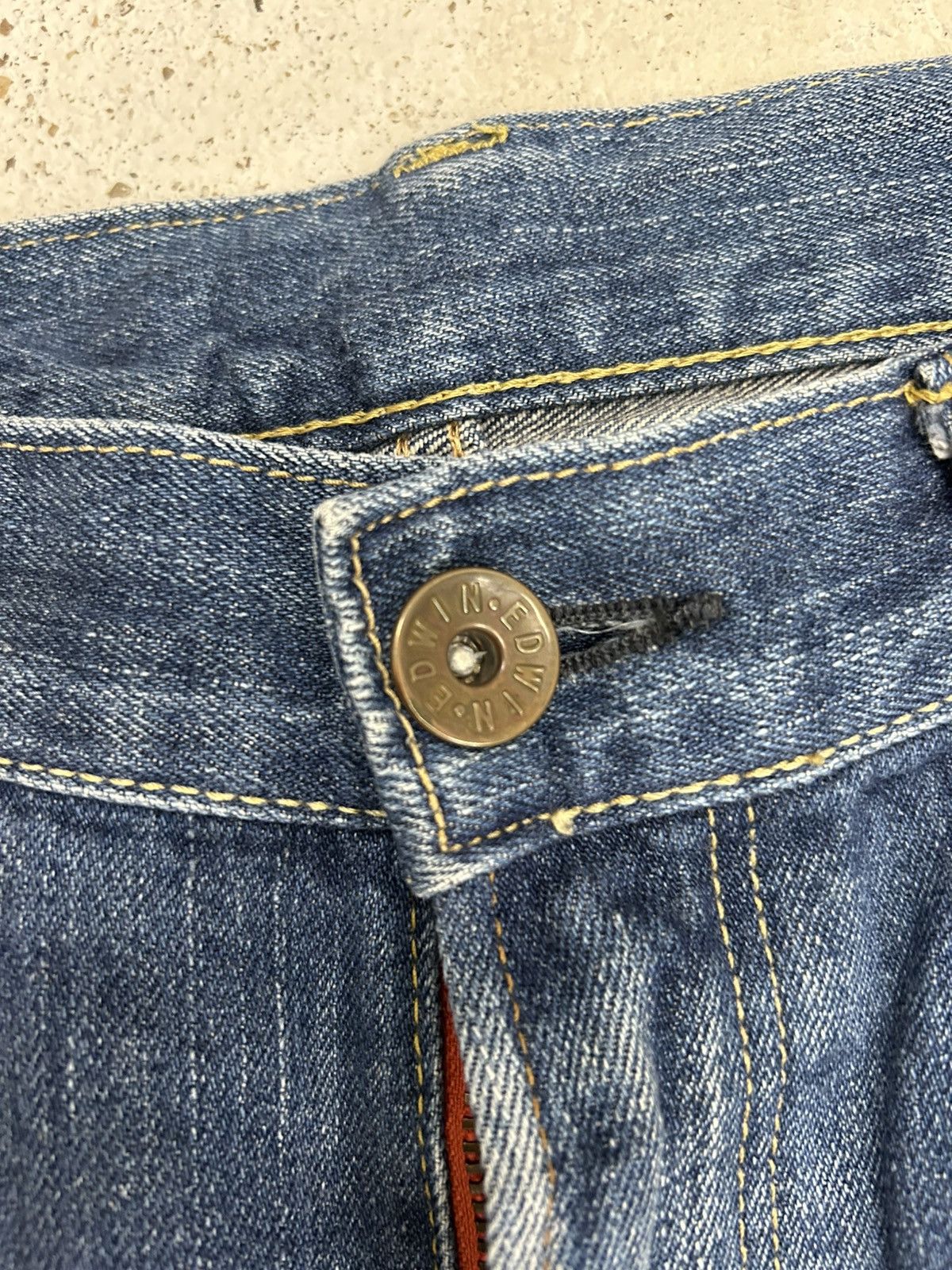 Edwin Edwin 505z Selvedge Buckle Back Baggy Denim Orange Tab Size US 35 - 11 Thumbnail