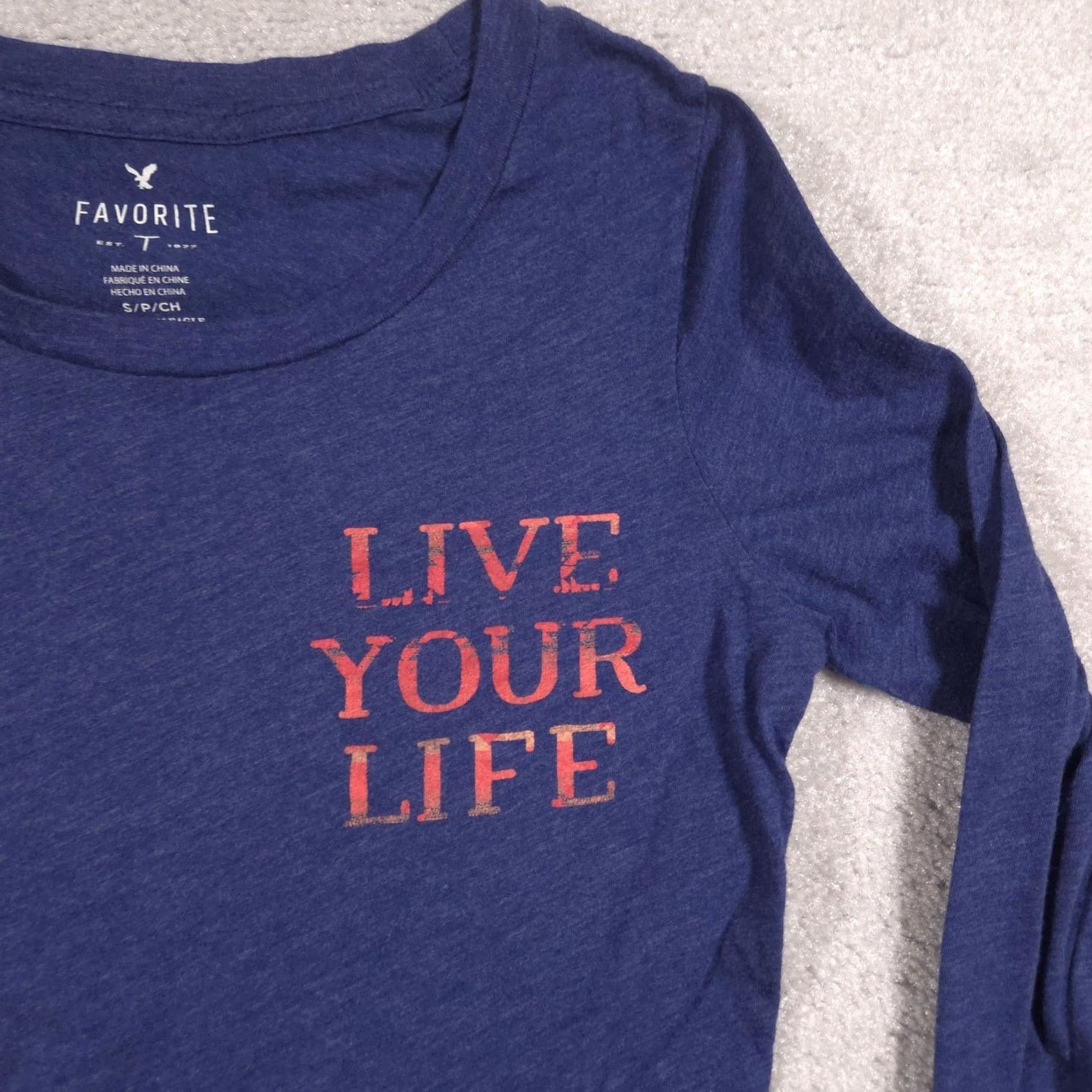 American Eagle Outfitters American Eagle Outfitters Shirt Womens Small Blue Live Your Life Long Sleeve Top Size S / US 4 / IT 40 - 4 Thumbnail