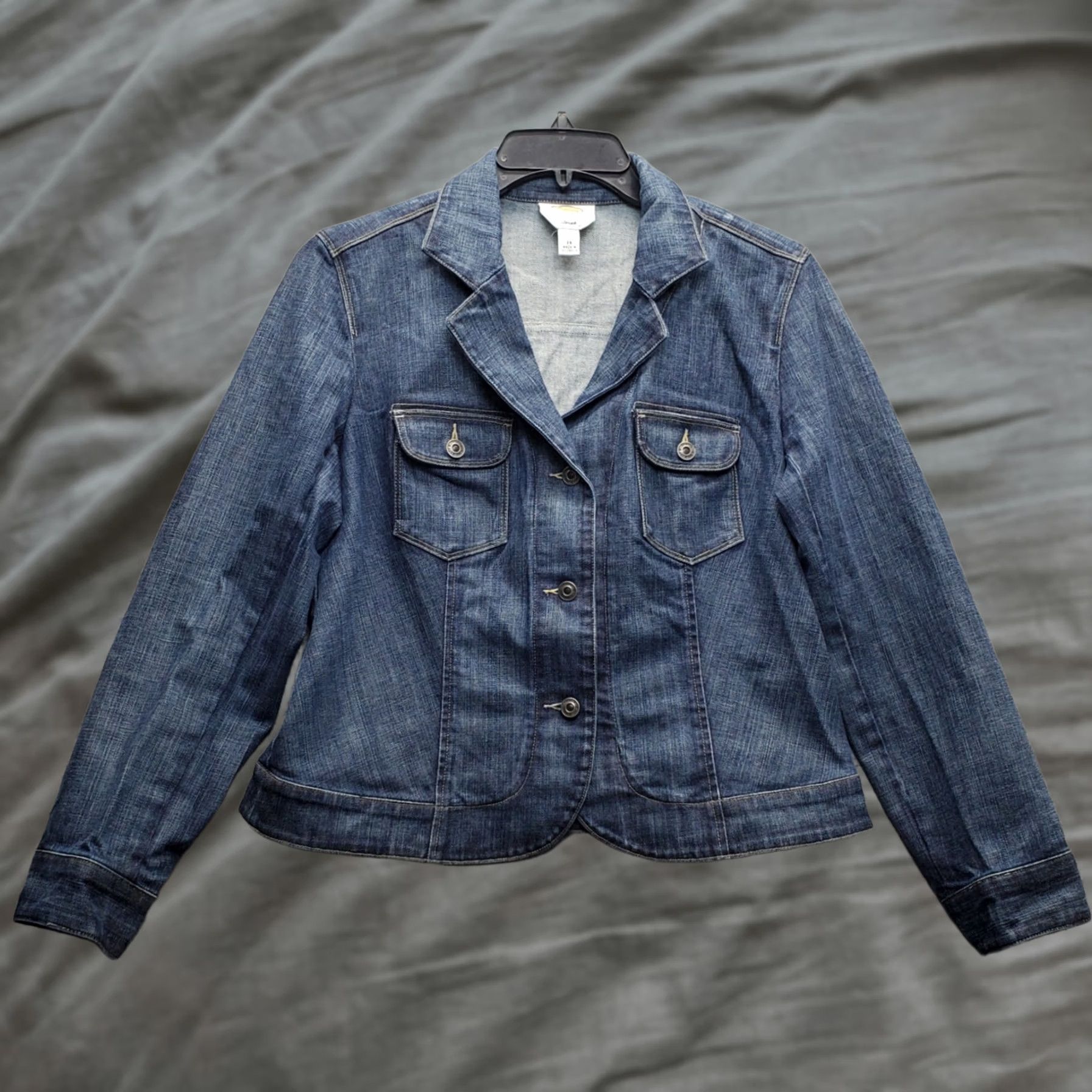 Talbots Talbots Blazer Jacket Denim Stretch Notch Lapel Button Front Womens 14 Blue Casual Office Size XL / US 12-14 / IT 48-50 - 1 Thumbnail