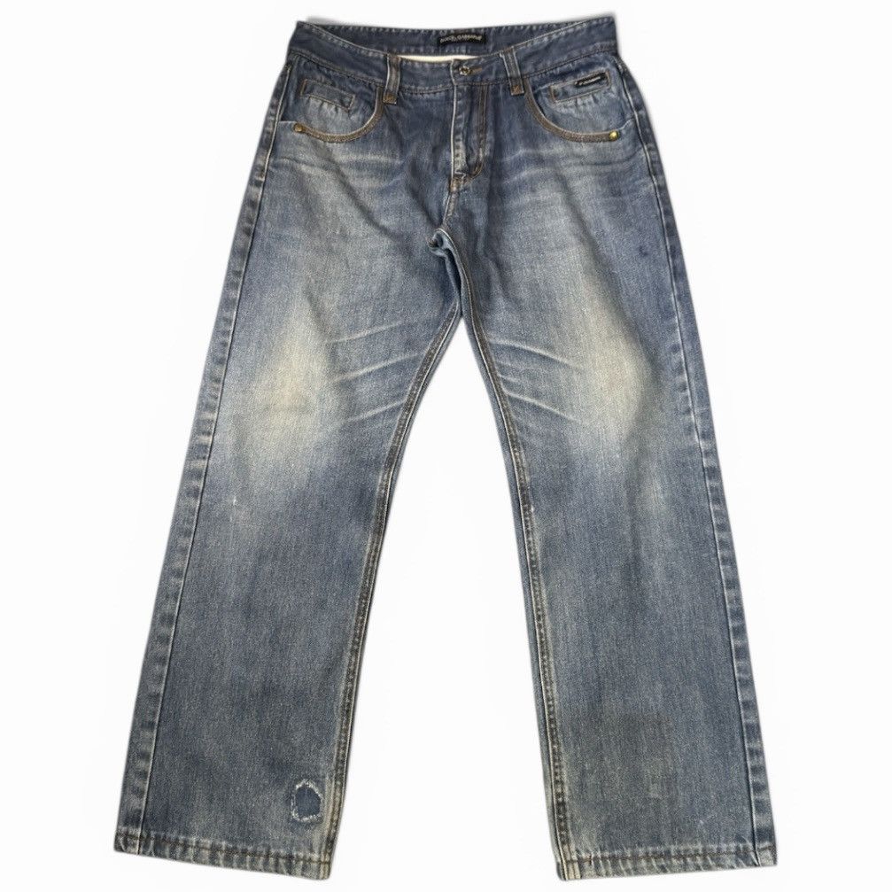 Dolce & Gabbana Dolce & Gabbana 2000 Blue Denim Studded Jeans Streetwear Size US 33 - 1 Thumbnail