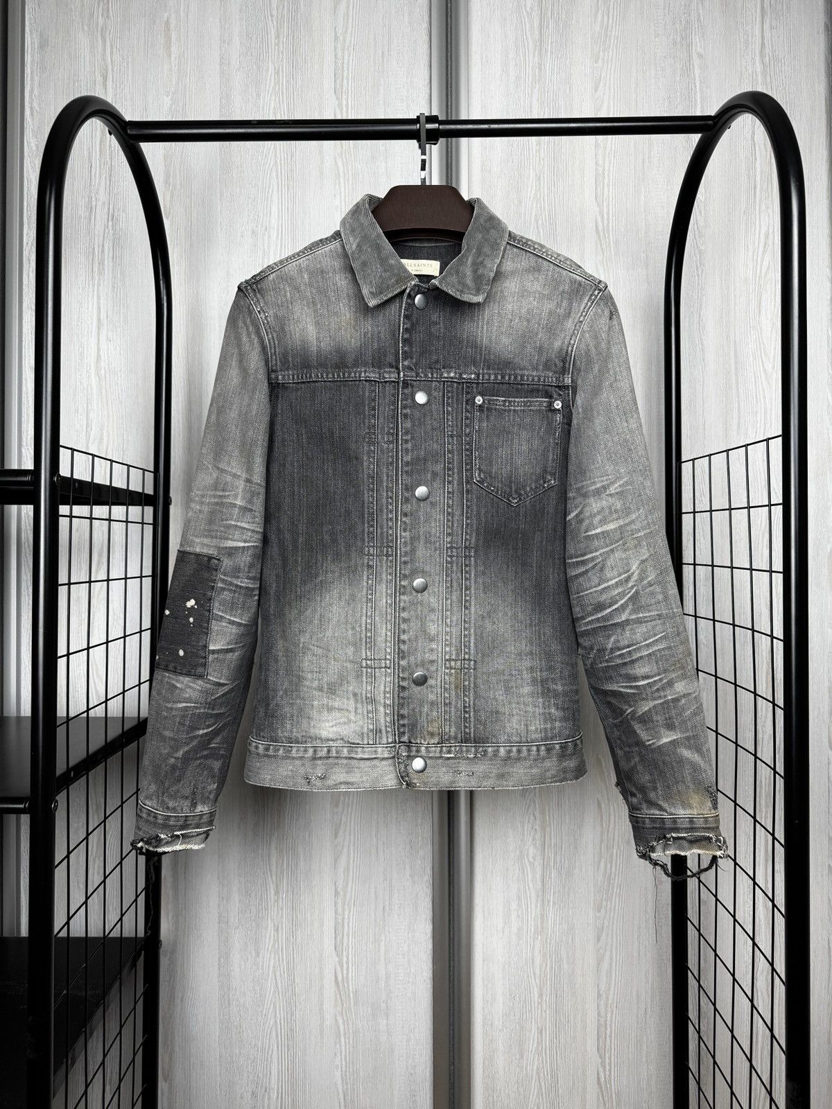 Allsaints Allsaints faded distressed grey gault denim jacket size XS Size US XS / EU 42 / 0 - 1 Thumbnail