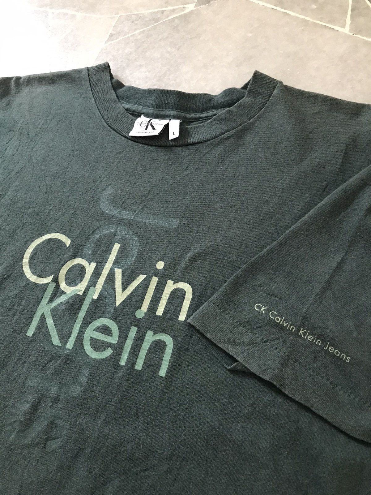 Calvin Klein × Vintage Vintage CK Jeans Big Logo Tee Size US M / EU 48-50 / 2 - 3 Thumbnail