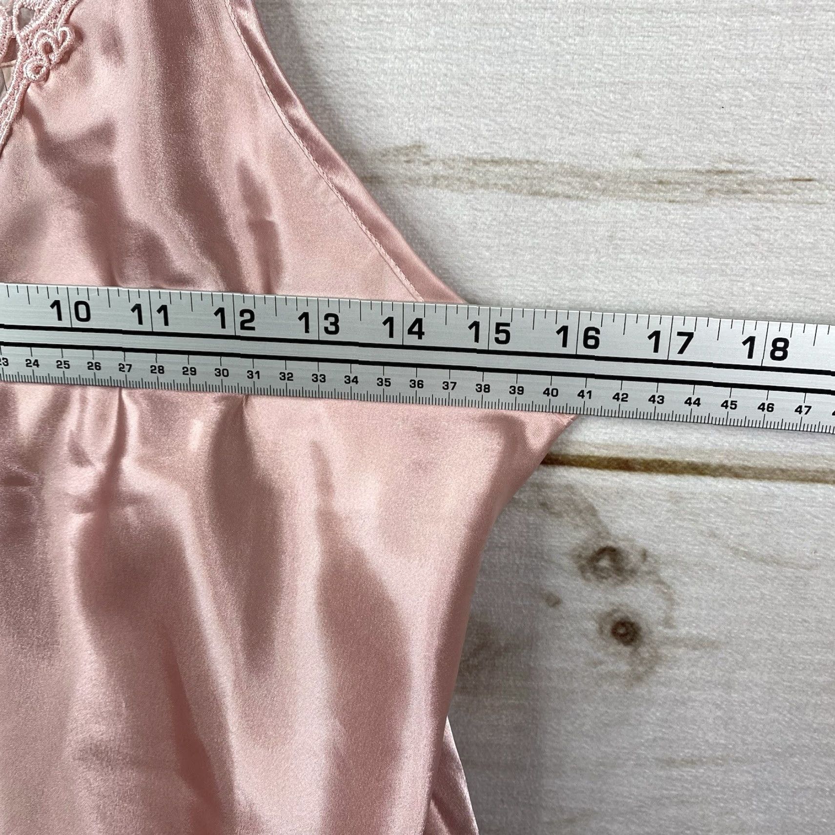 Vintage VTG Kathryn Camisole Pink Satin Crochet Trim Lingerie Adjustable V Neck M Womens Shirt Size ONE SIZE - 3 Thumbnail