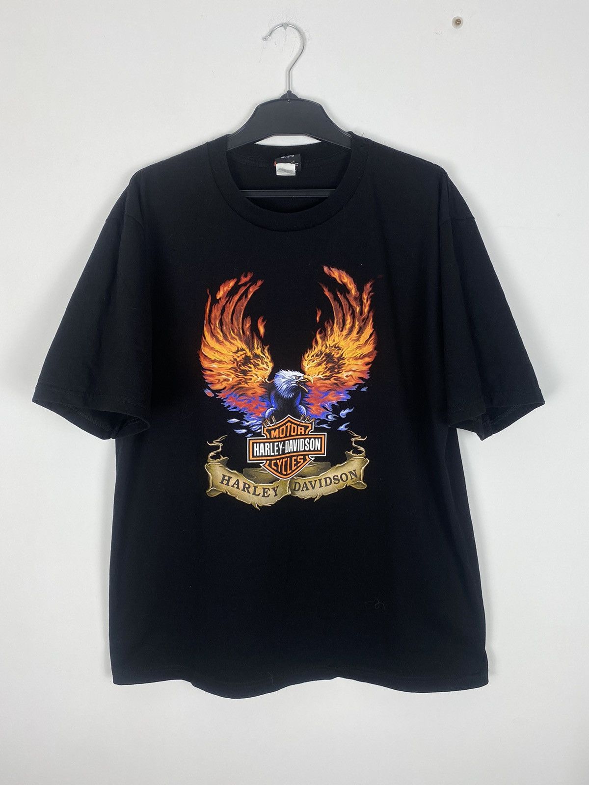 Harley Davidson × Vintage Harley-Davidson Flame Eagle Logo XL Rare Tee ...