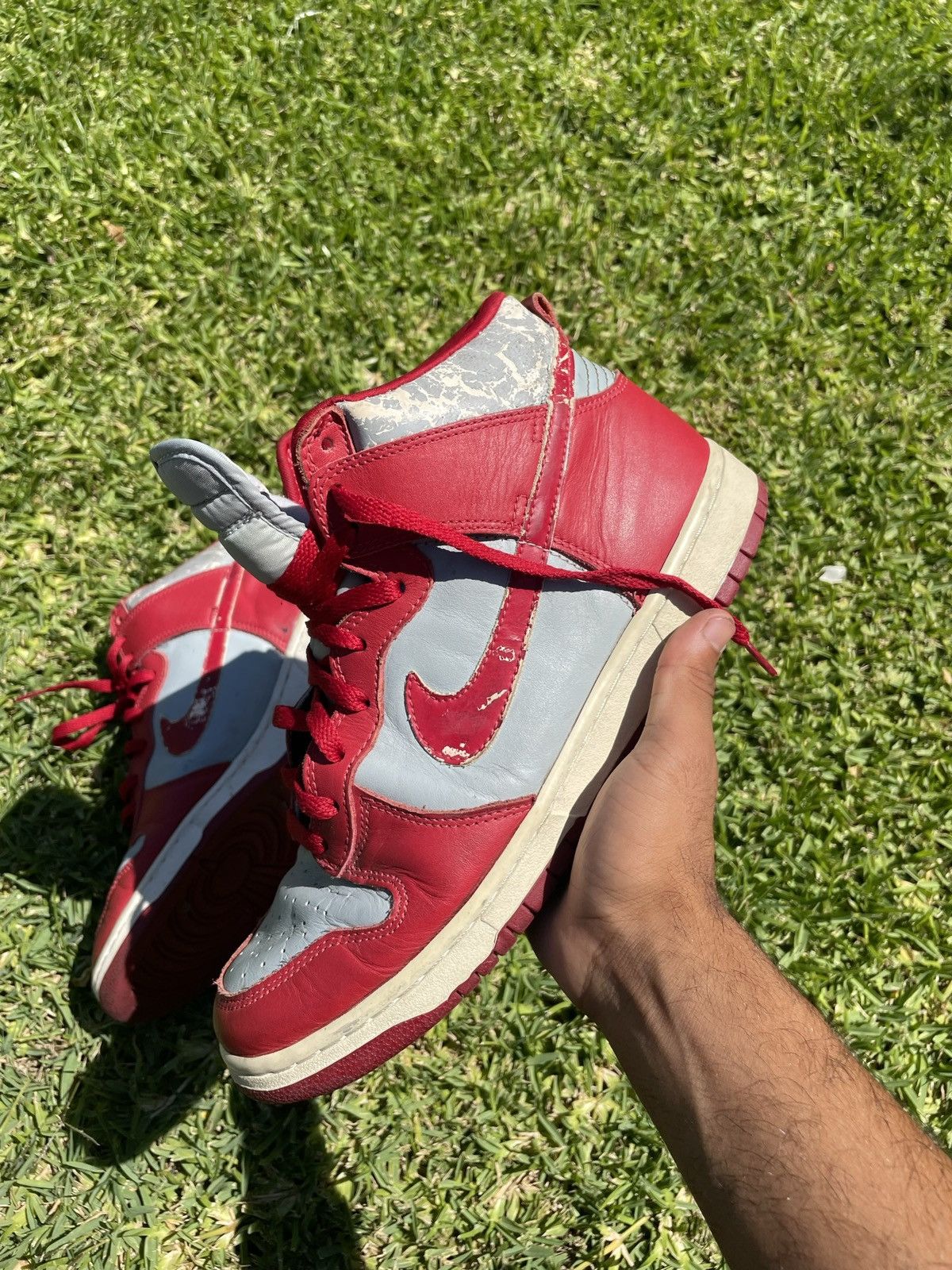 image of Nike x Vintage 1999 Unlv Dunk Highs Shoes in Red, Men's (Size 11)