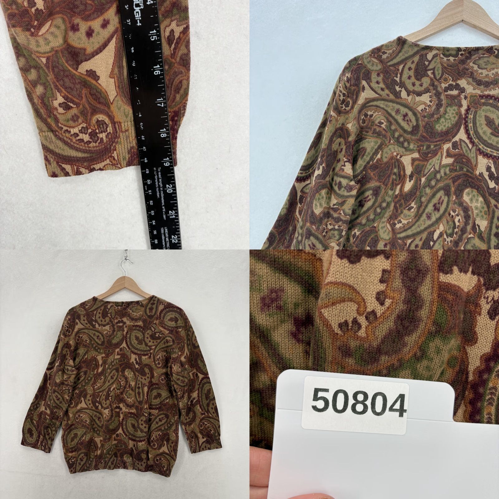 Chaps Chaps Sweater Womens XL Multicolor Paisley V Neck 100% Cotton Pullover NWT Size XL / US 12-14 / IT 48-50 - 9 Thumbnail