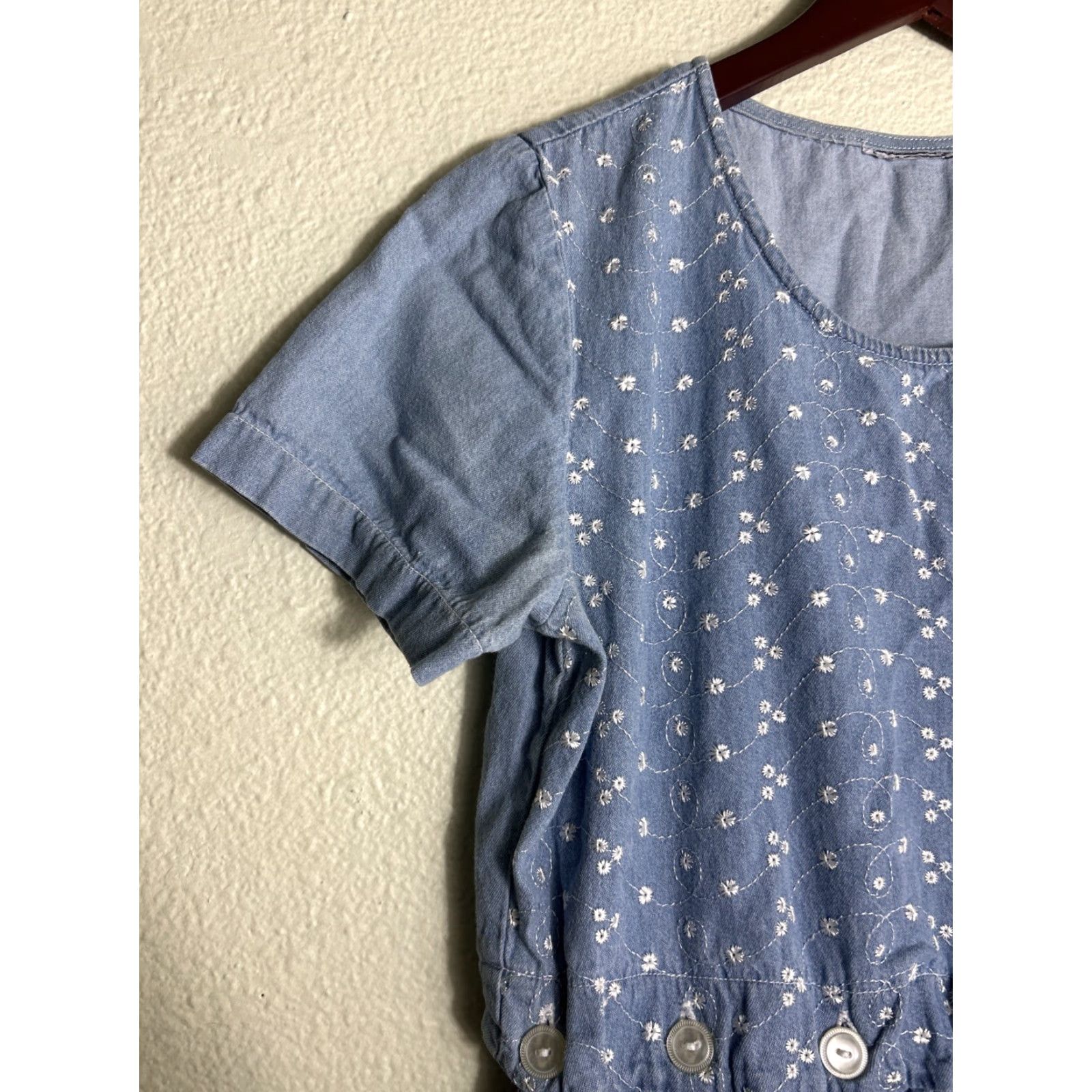 Vintage VINTAGE Chambray Women’s Medium Dress Blue Floral Elastic Waist Ankle Length Size M / US 6-8 / IT 42-44 - 2 Thumbnail
