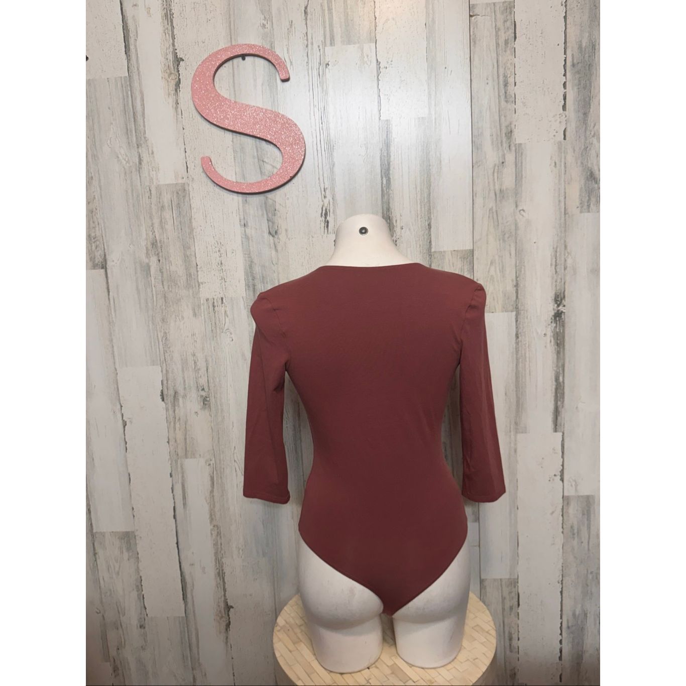 Other Rust Brown Deep V-Neck Long Sleeve Bodysuit – Size Small Size S / US 4 / IT 40 - 3 Thumbnail